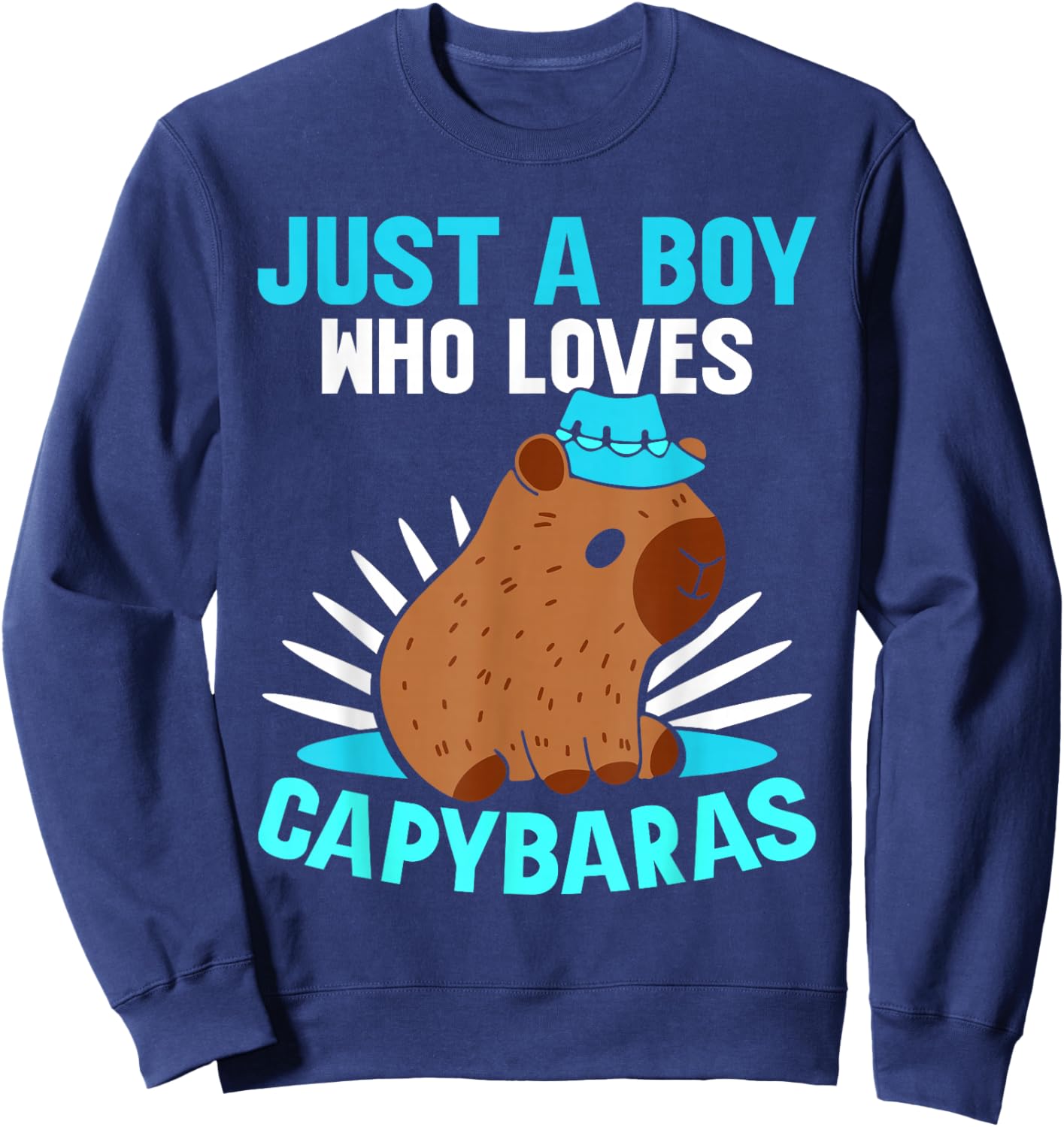 Just A Boy Who Loves Capybaras Lover Capybara Rodent Animal Sweatshirt - Sweatshirt | Navy
