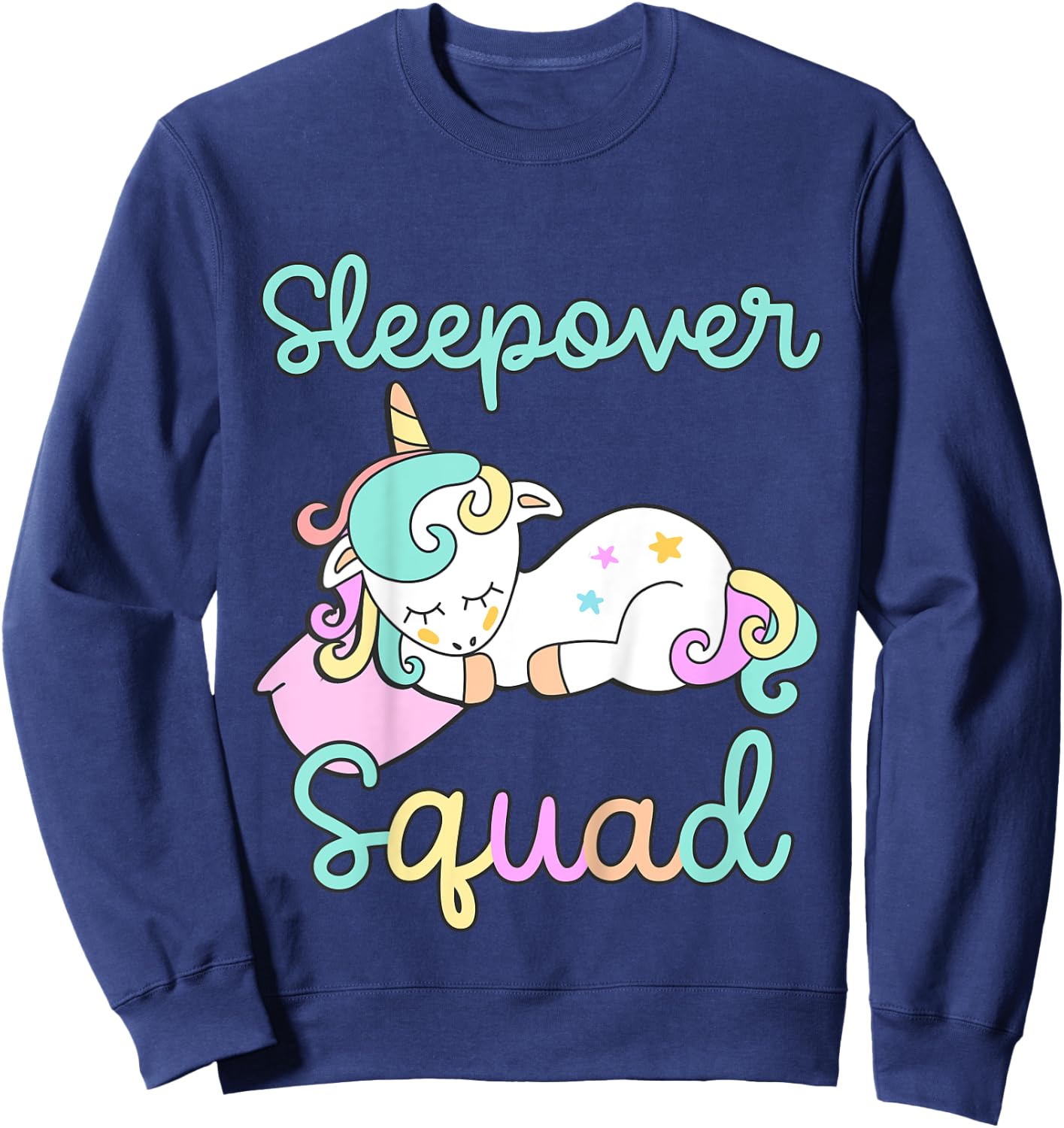 Sleepover Squad Pajamas Girls Unicorn Slumber Party Toddler Sweatshirt - Sweatshirt | Navy