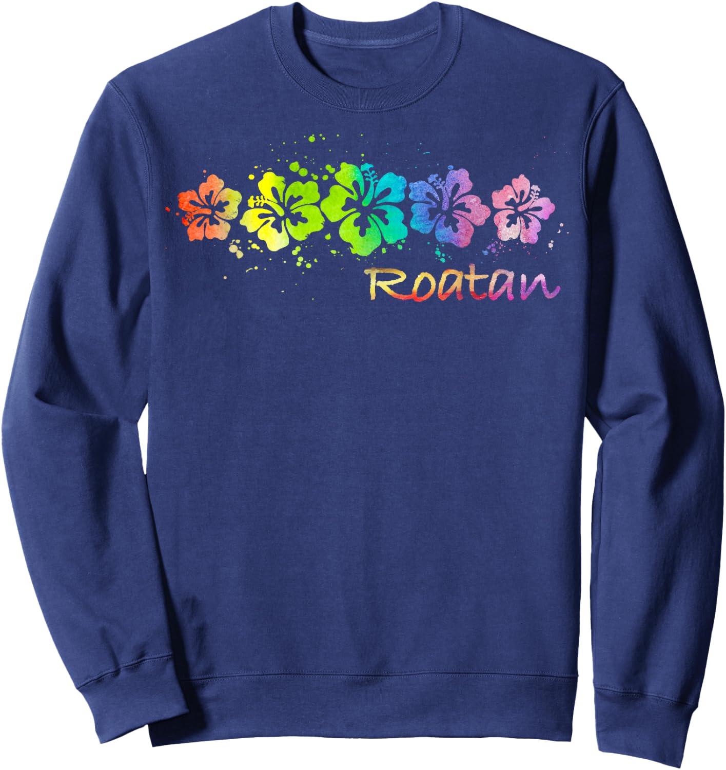 Roatan Watercolor Beach & Surf Women Girls Kids Sweatshirt - Sweatshirt | Navy
