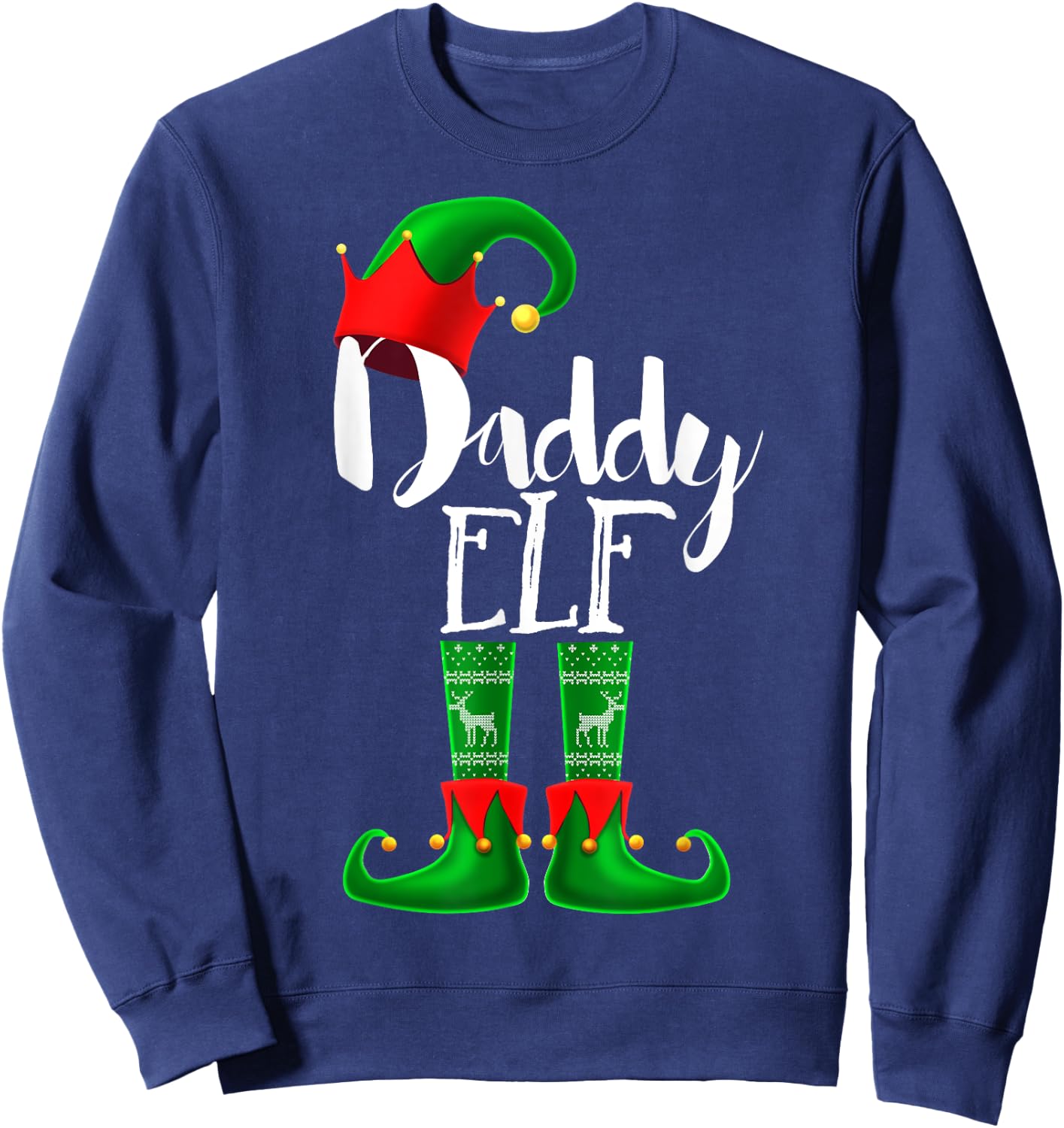 Daddy Elf Matching Family Christmas Pajama Shirt Gift Men Sweatshirt - Sweatshirt | Navy