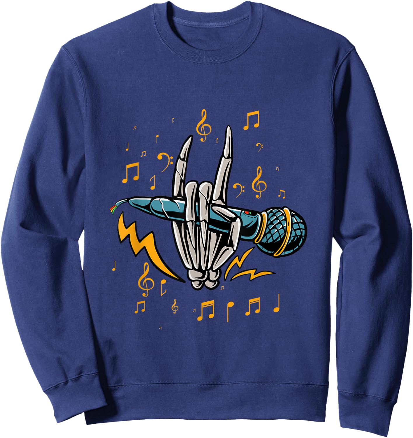 Karaoke Microphone Singer Music Singing Bar Skeleton Gift Sweatshirt - Sweatshirt | Navy