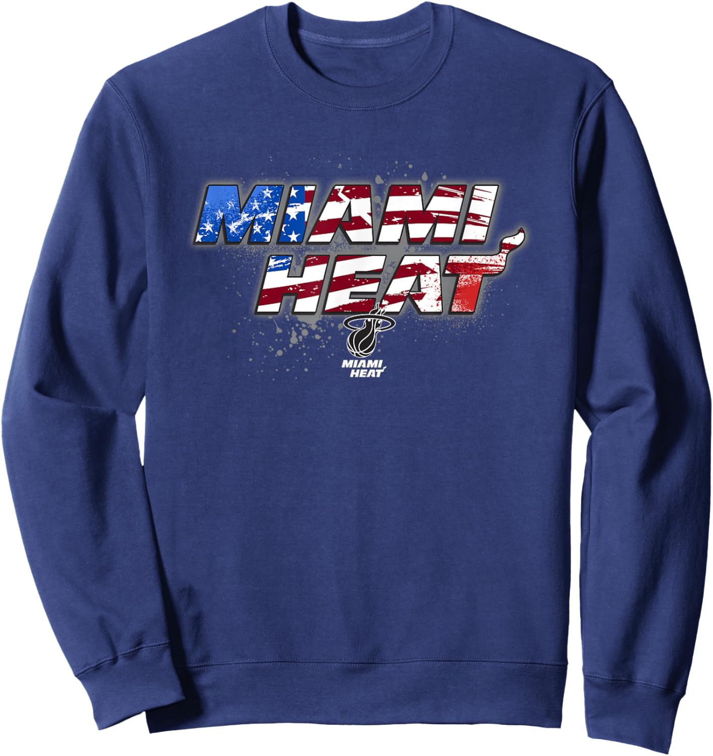 NBA Miami Heat American Flag Distressed Paint Spill Sweatshirt - Sweatshirt | Navy