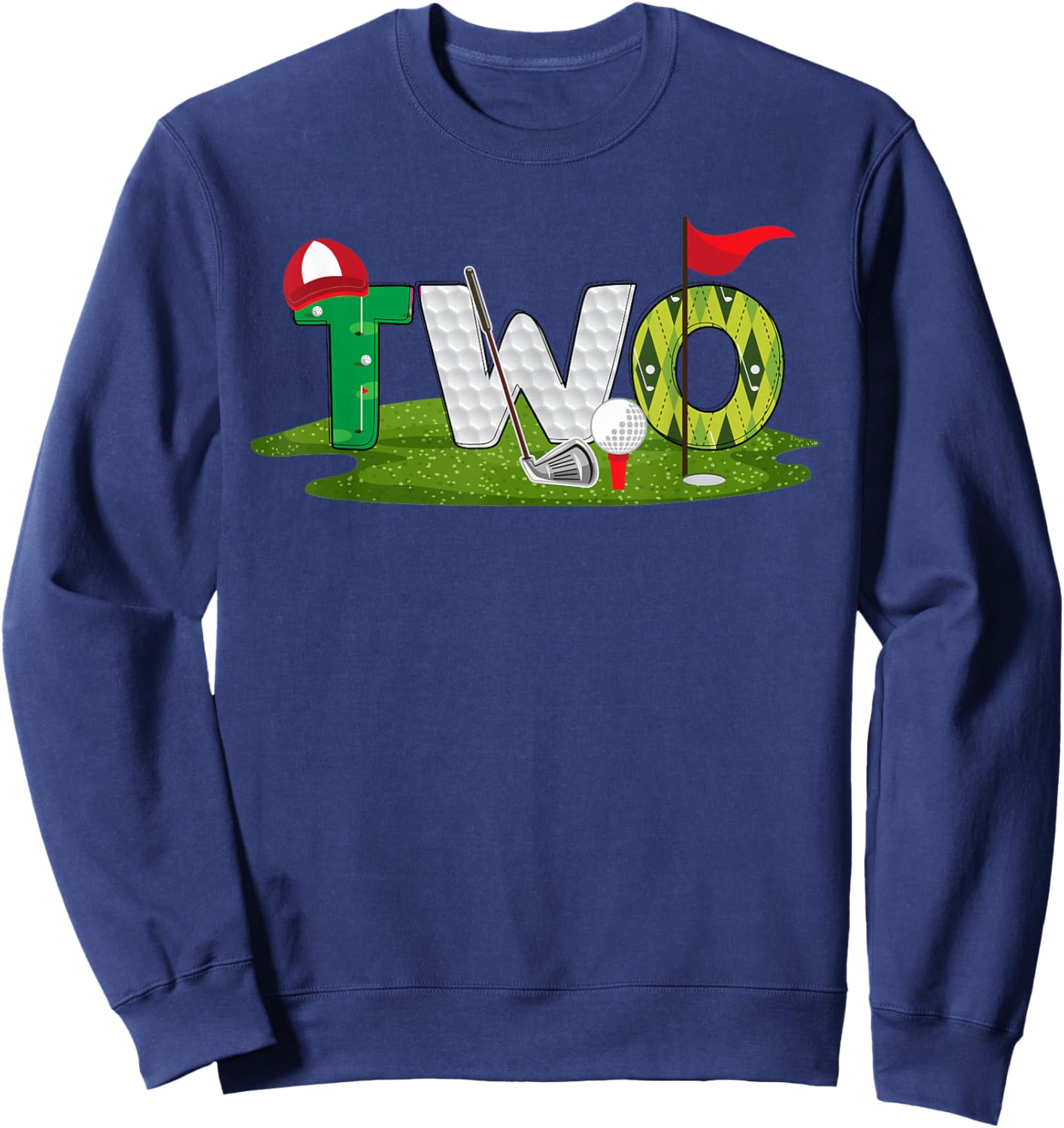 2nd Birthday Golf Theme 2 Year Old Kids Sport Party Sweatshirt - Sweatshirt | Navy