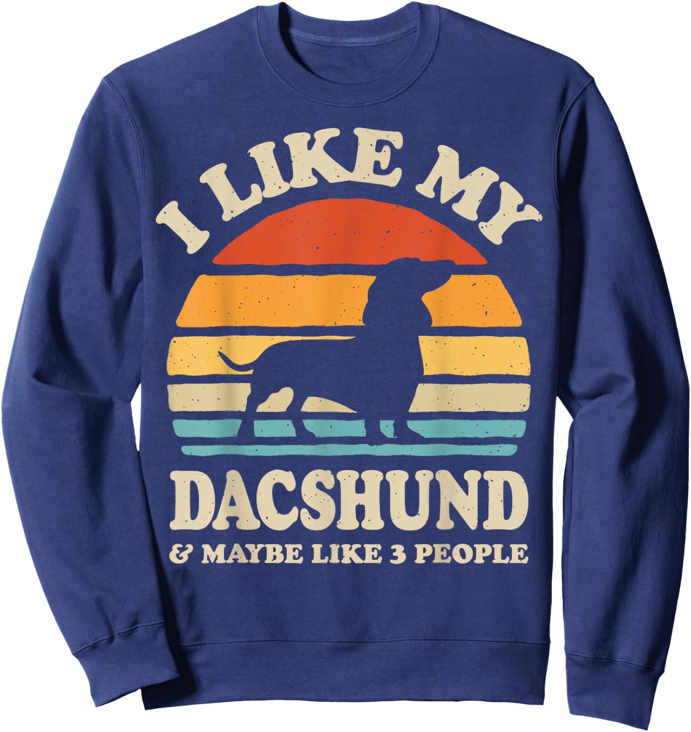 I Like My Dachshund And Maybe Like 3 People Dog Lover Retro Women Kids Sweatshirt - Sweatshirt | Navy