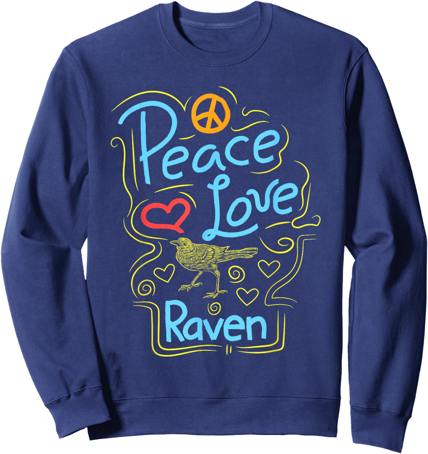 Peace Love Raven Clothes Crow Outfit Bird Lover Gift Raven Sweatshirt - Sweatshirt | Navy