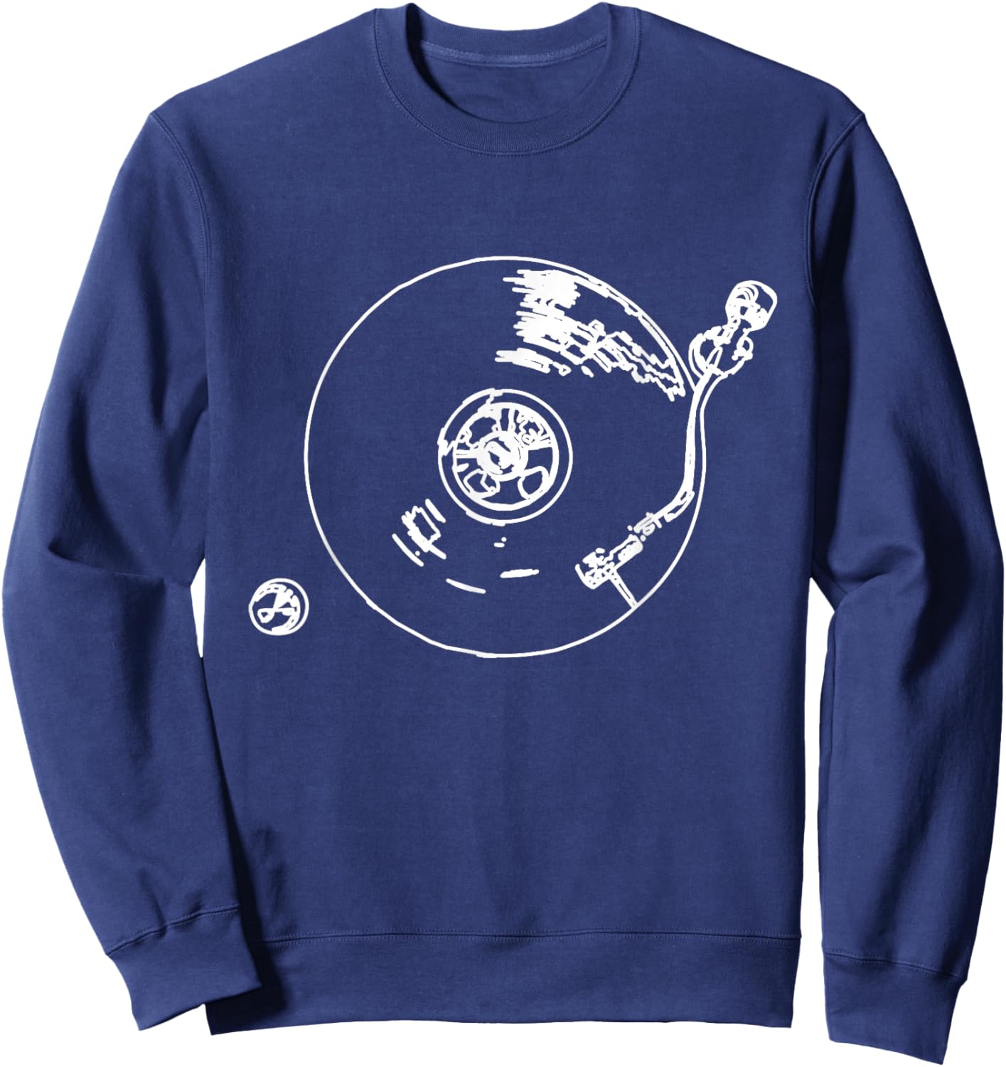 Vintage Vinyl Turntable DJ Disc Jockey Turntable Sweatshirt - Sweatshirt | Navy