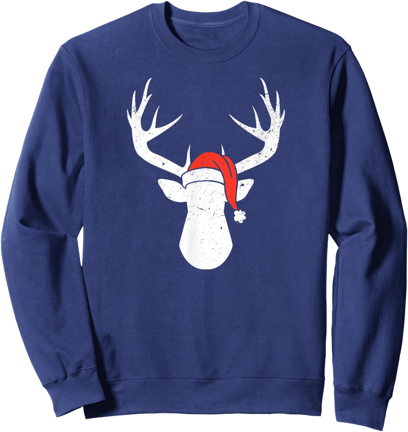 Deer with Santa Hat Christmas Pajama Hunting Gift Sweatshirt - Sweatshirt | Navy