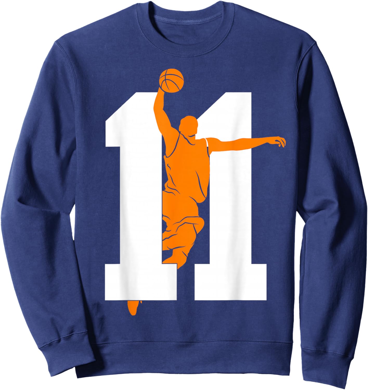 Number 11 Years Basketball 11th Birthday Sweatshirt - Sweatshirt | Navy