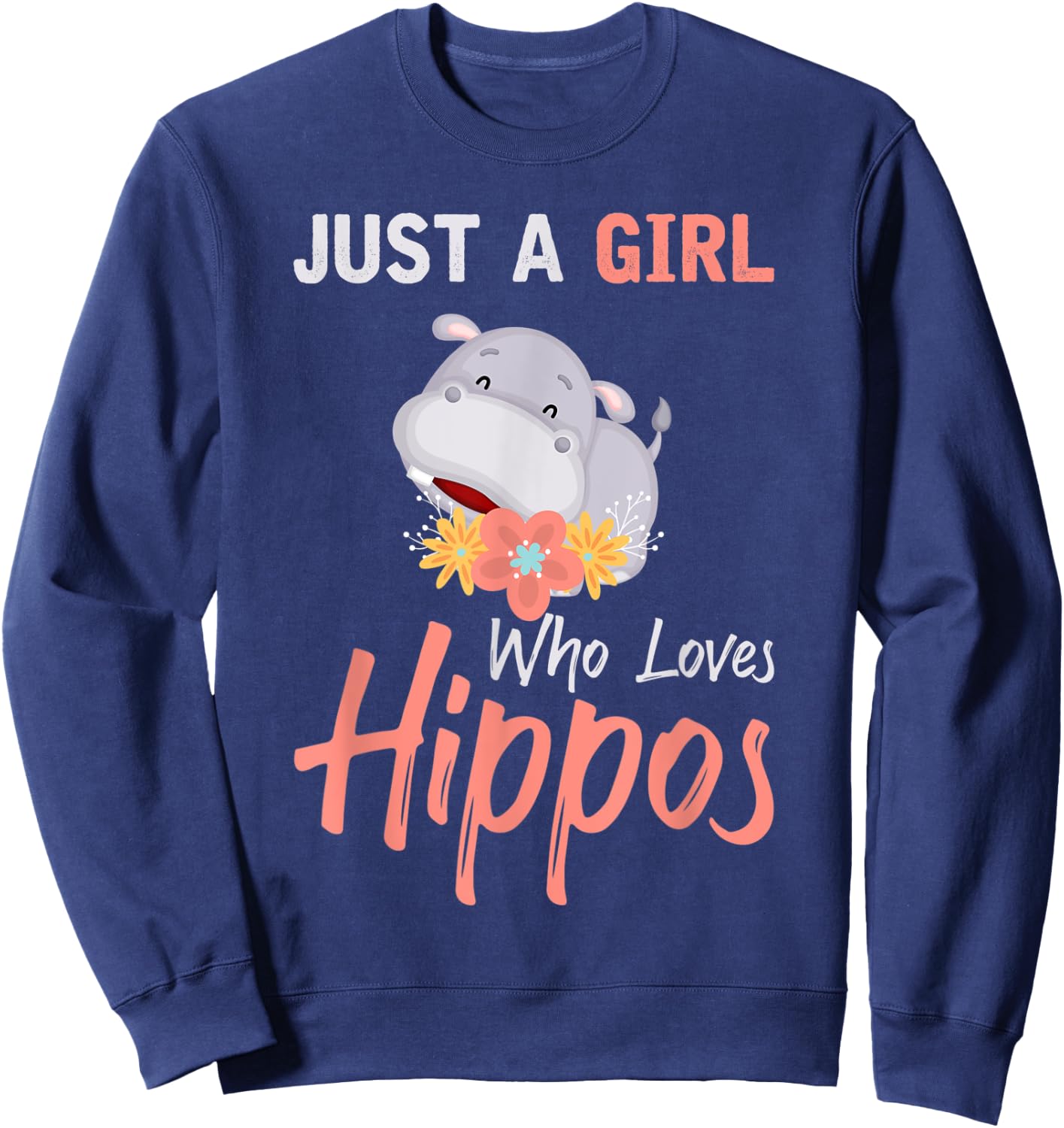 Africa Animal Hippo Girls Women Gift Hippo Sweatshirt - Sweatshirt | Navy