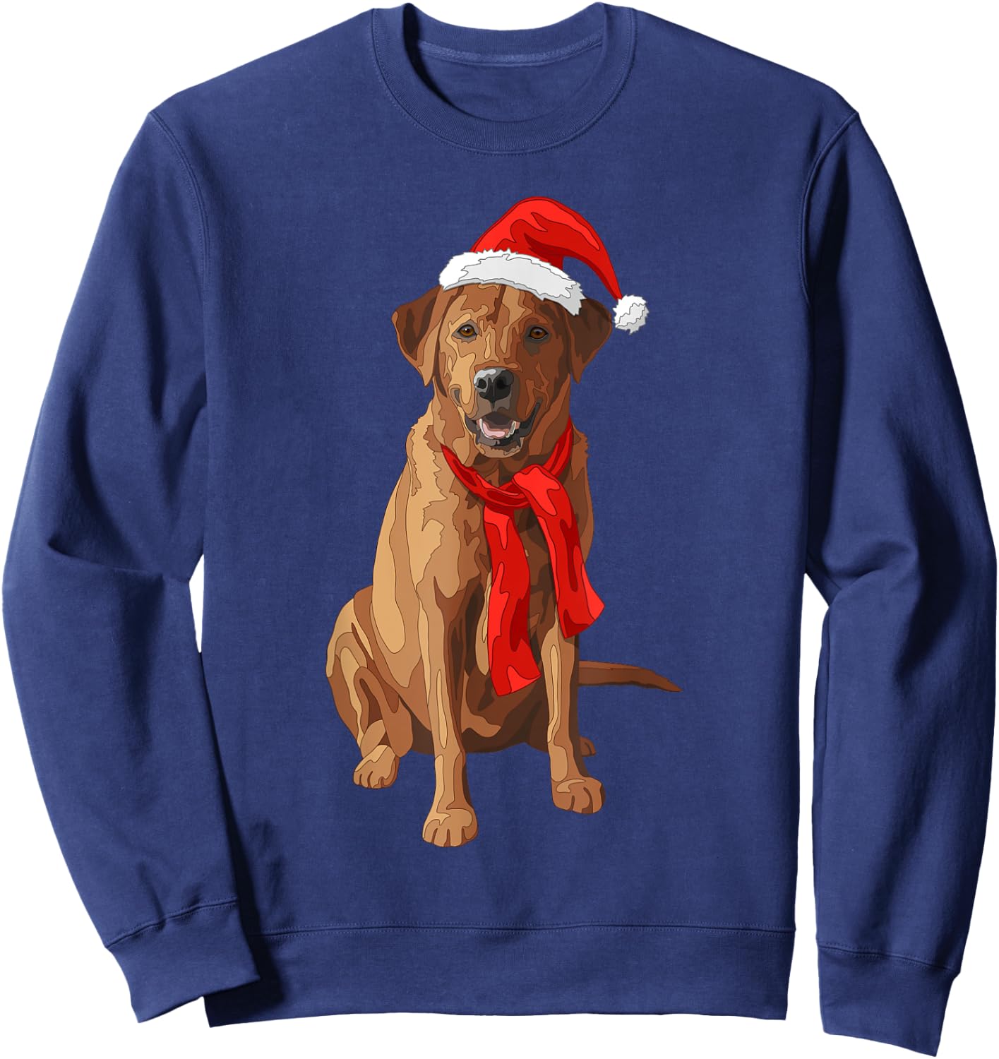 Red Labrador Retriever Dog Christmas Santa Hat Women Kids Sweatshirt - Sweatshirt | Navy