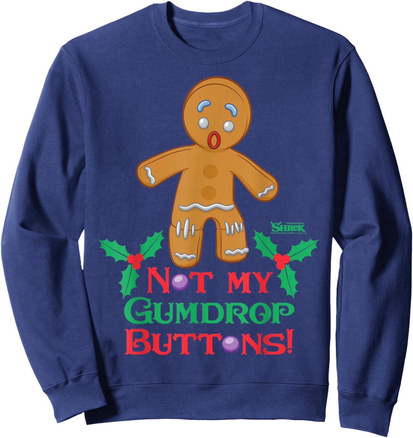 Shrek Gingy Not My Gumdrop Buttons Sweatshirt - Sweatshirt | Navy