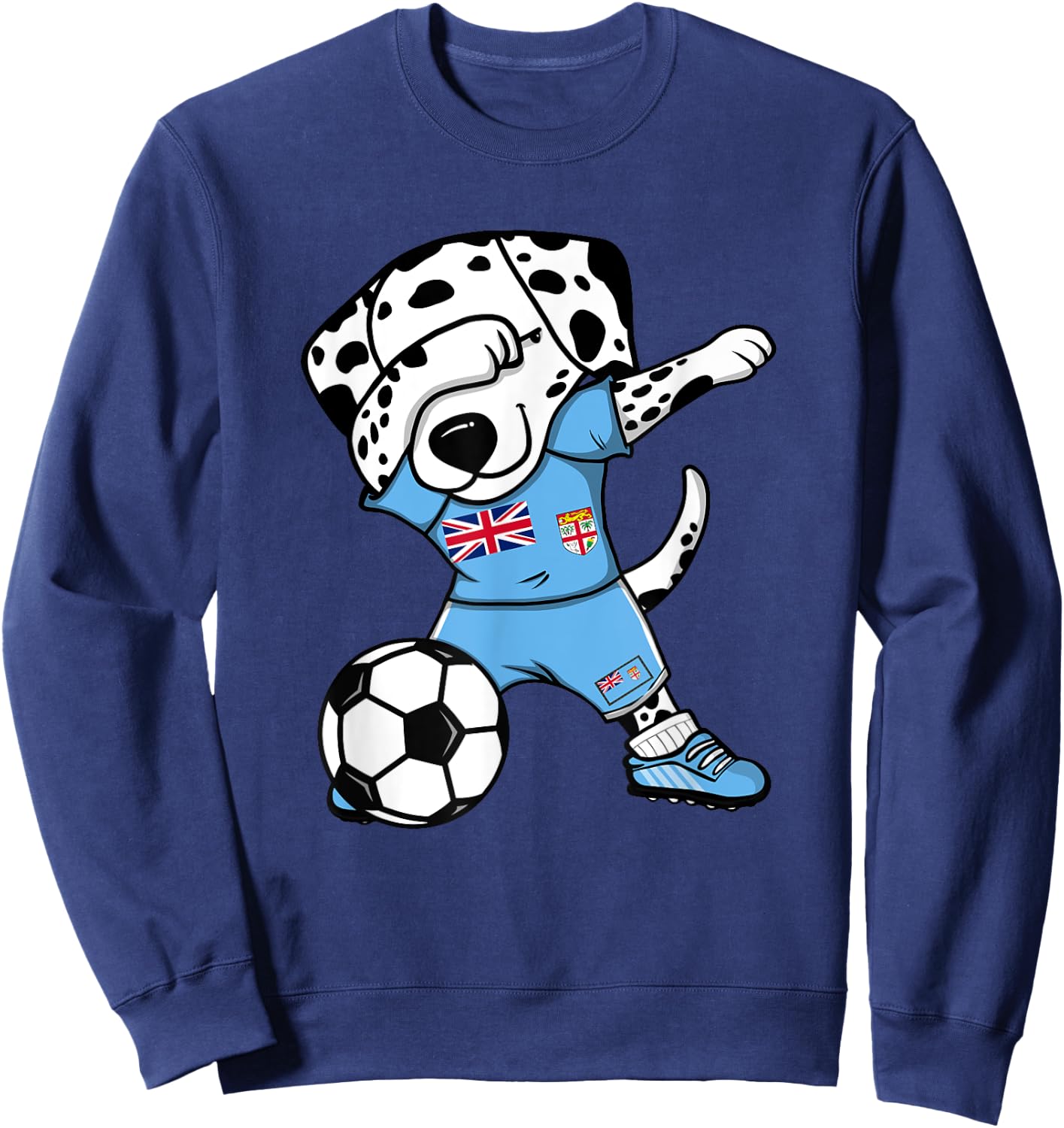 Dabbing Dalmatian Fiji Soccer Fans Jersey Fijian Football Sweatshirt - Sweatshirt | Navy