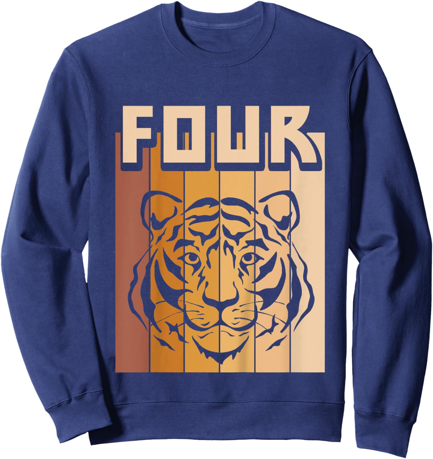 4 Year Old Tiger Birthday Boy Girl 4th Birthday Tiger Sweatshirt - Sweatshirt | Navy