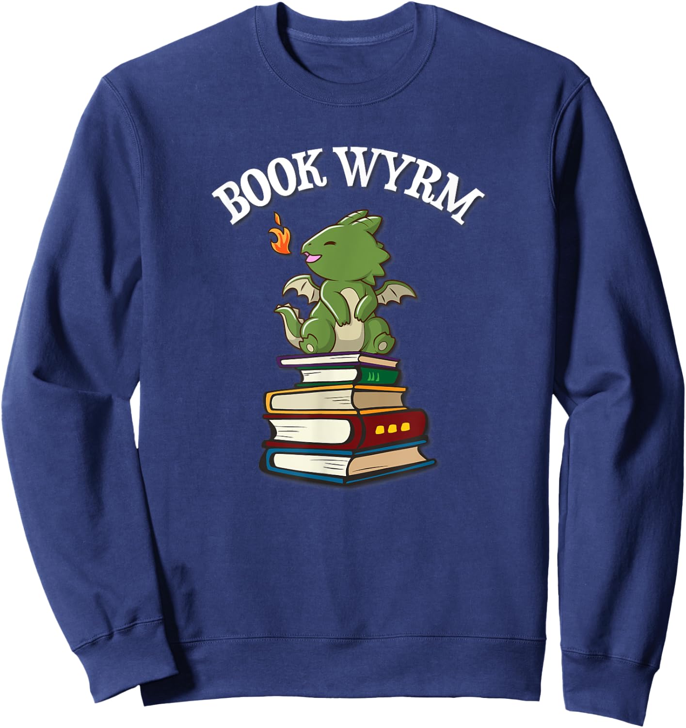 Funny Book Wyrm Cute Kawaii Book Dragon Lover Sweatshirt - Sweatshirt | Navy