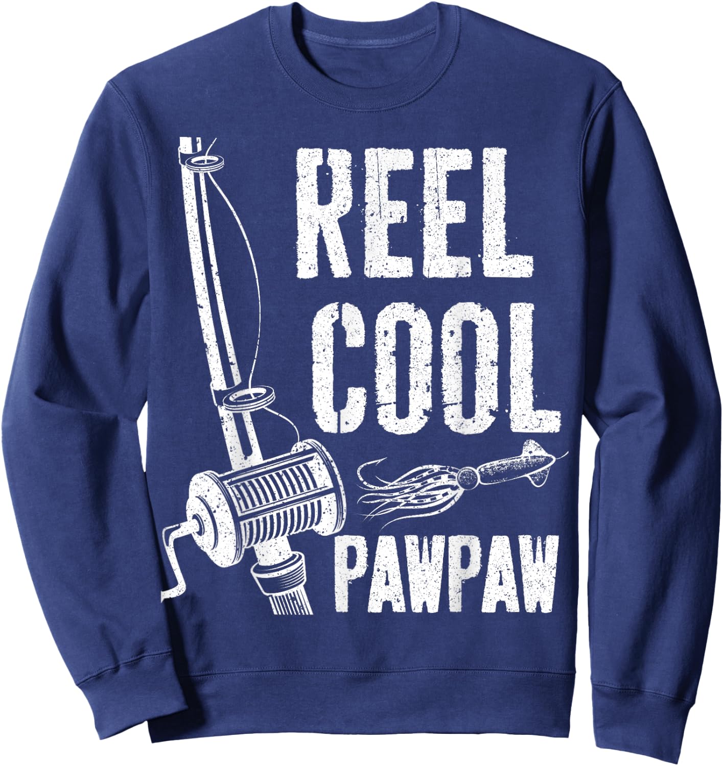 Reel Cool Pawpaw Shirt Men Fishing Fisherman Fathers Day Sweatshirt - Sweatshirt | Navy