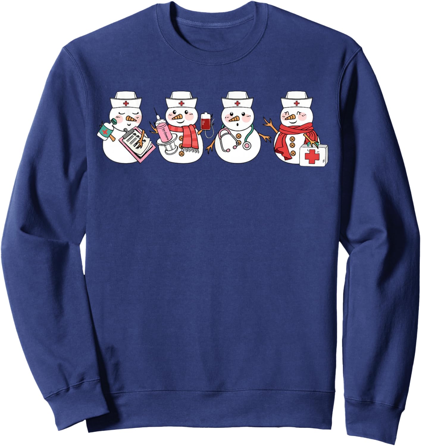 Nurse Snowman Squad Nursing RN Registered Funny Christmas Sweatshirt - Sweatshirt | Navy
