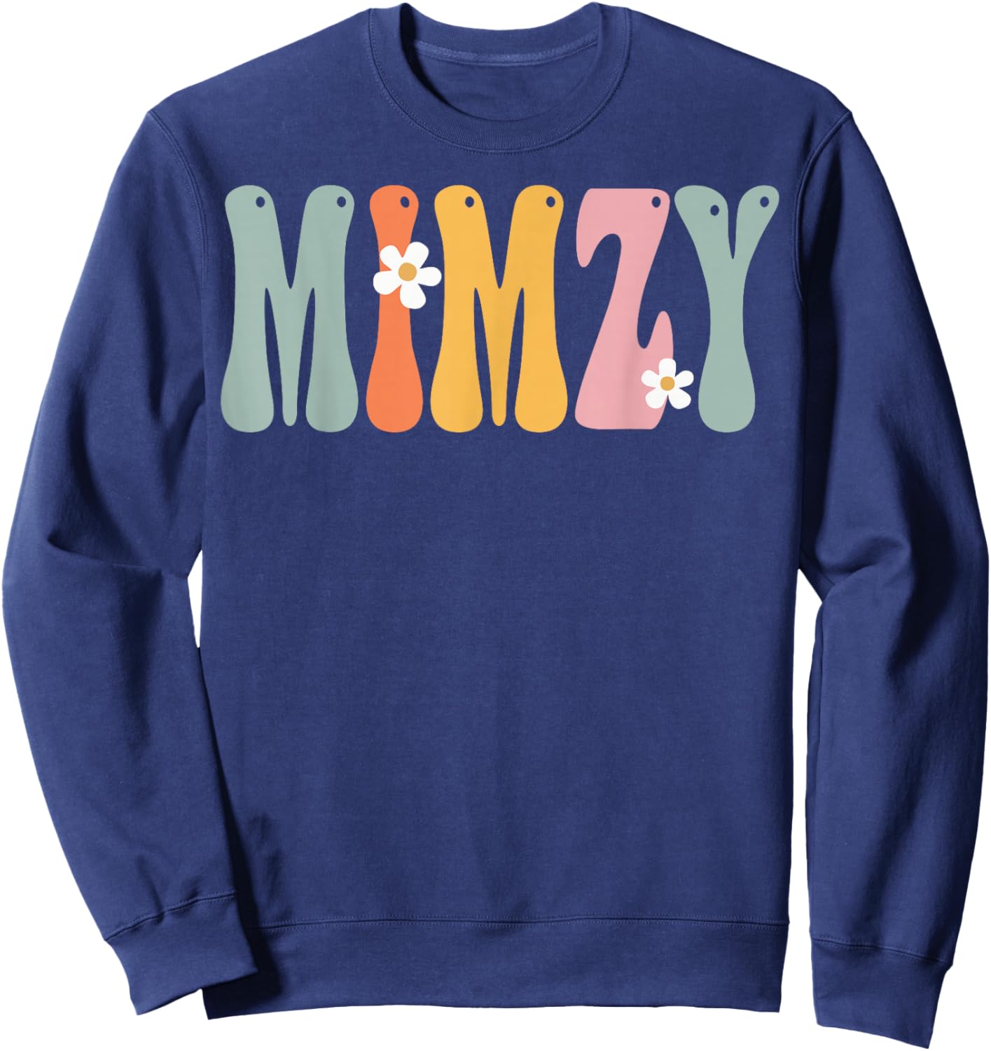 NorthPole Attire Retro Groovy Print Mom Cute Mother's Day Funny Grandma Sweatshirt - Sweatshirt | Navy