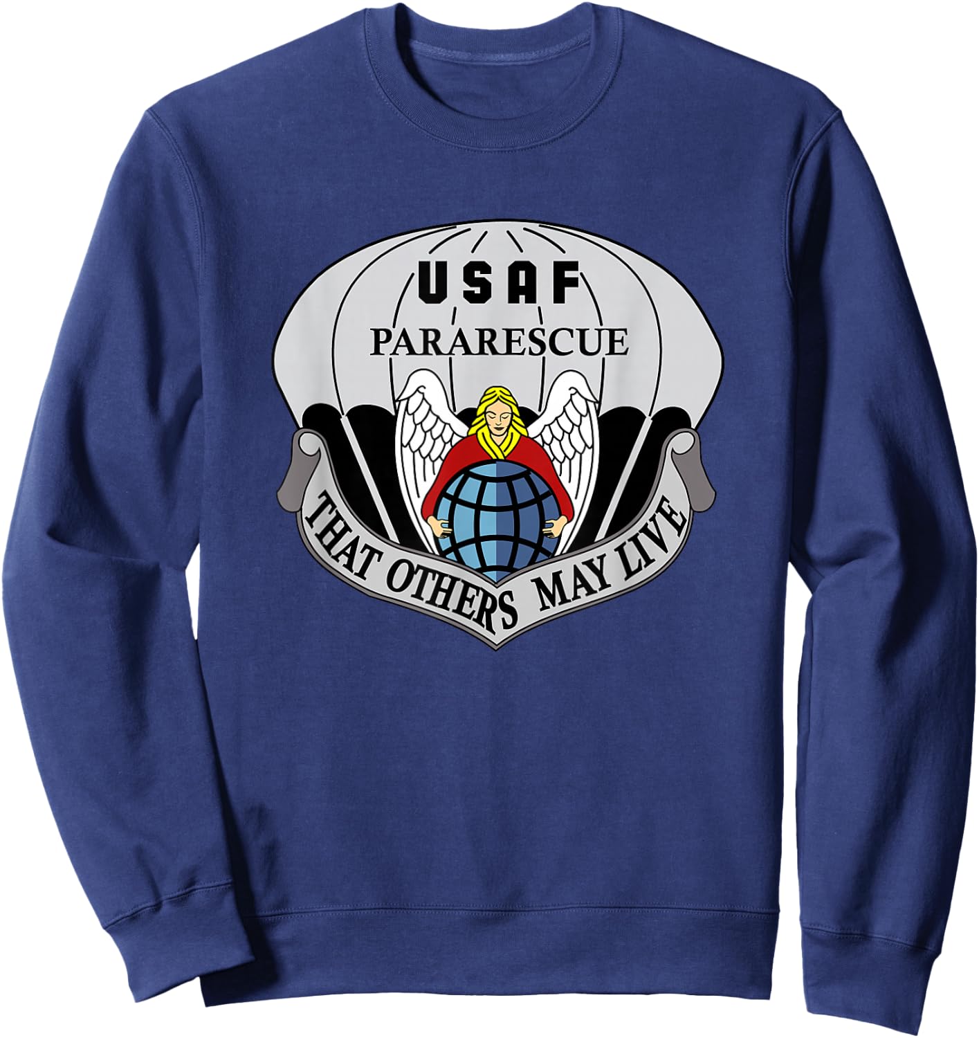 Air Force Pararescue Insignia PJ Military Veteran Patriotic Sweatshirt - Sweatshirt | Navy