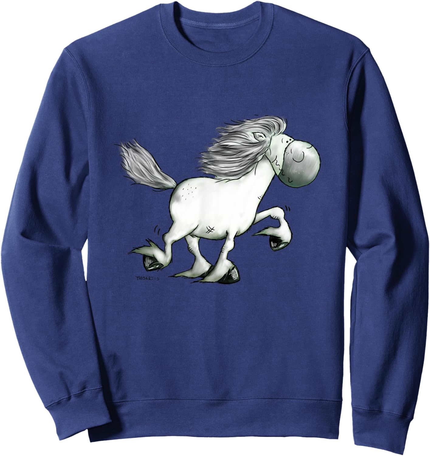 Funny Icelandic Horse Cartoon Gaited Horses Horseback Rider Sweatshirt - Sweatshirt | Navy
