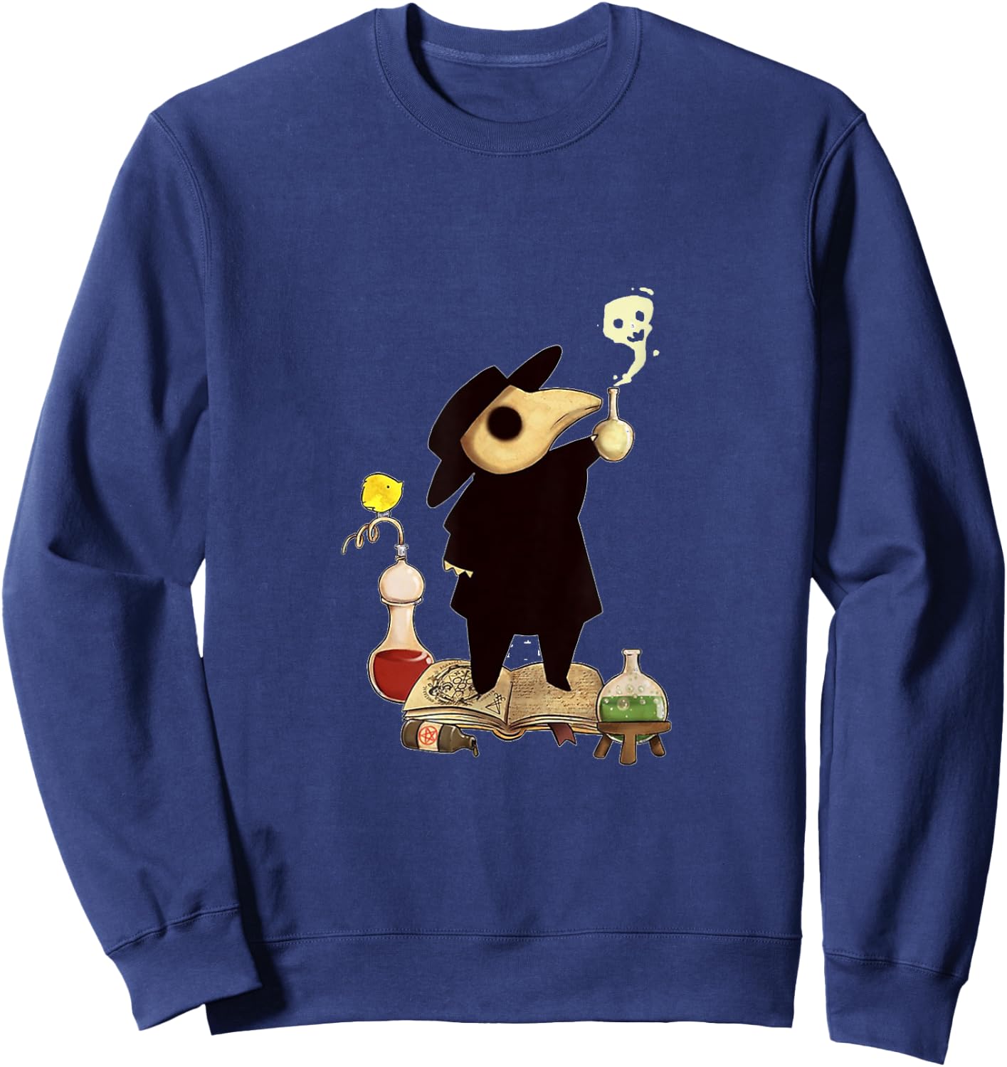 One Fantasy Designs Plague Doctor - Men's Classic Fit Black Cotton Short Sleeve - Small Sweatshirt - Sweatshirt | Navy
