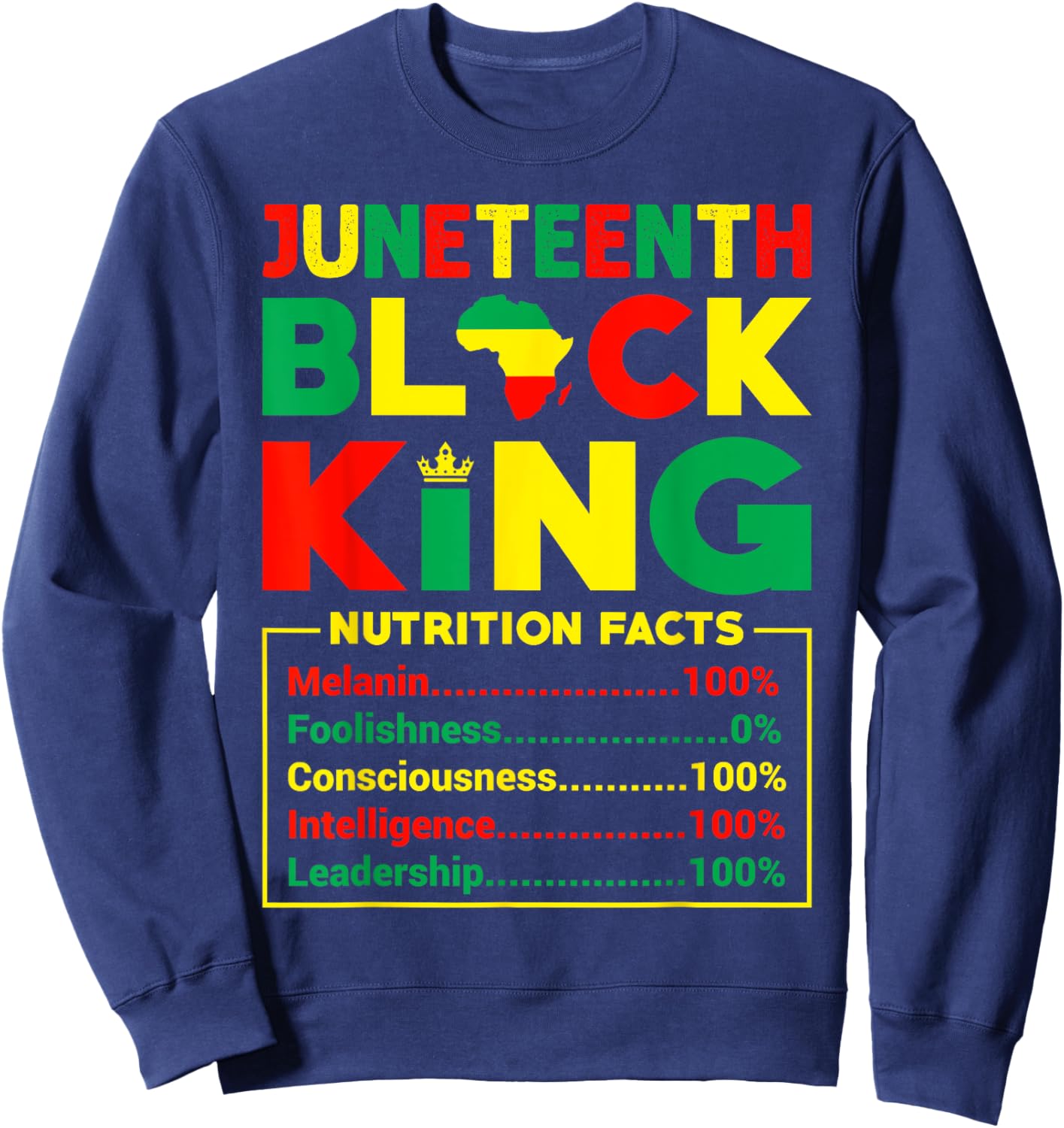 Juneteenth Boy Black King Nutritional Facts Couple Sweatshirt - Sweatshirt | Navy