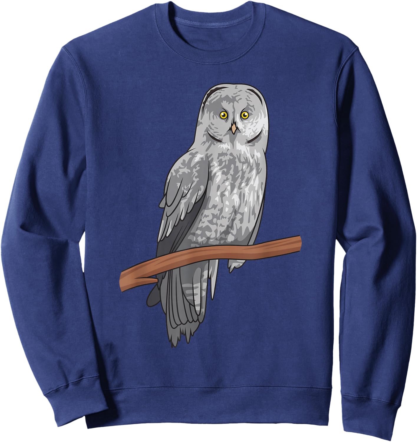 Great Gray Owl on a tree Cute Realistic OWL Sweatshirt - Sweatshirt | Navy