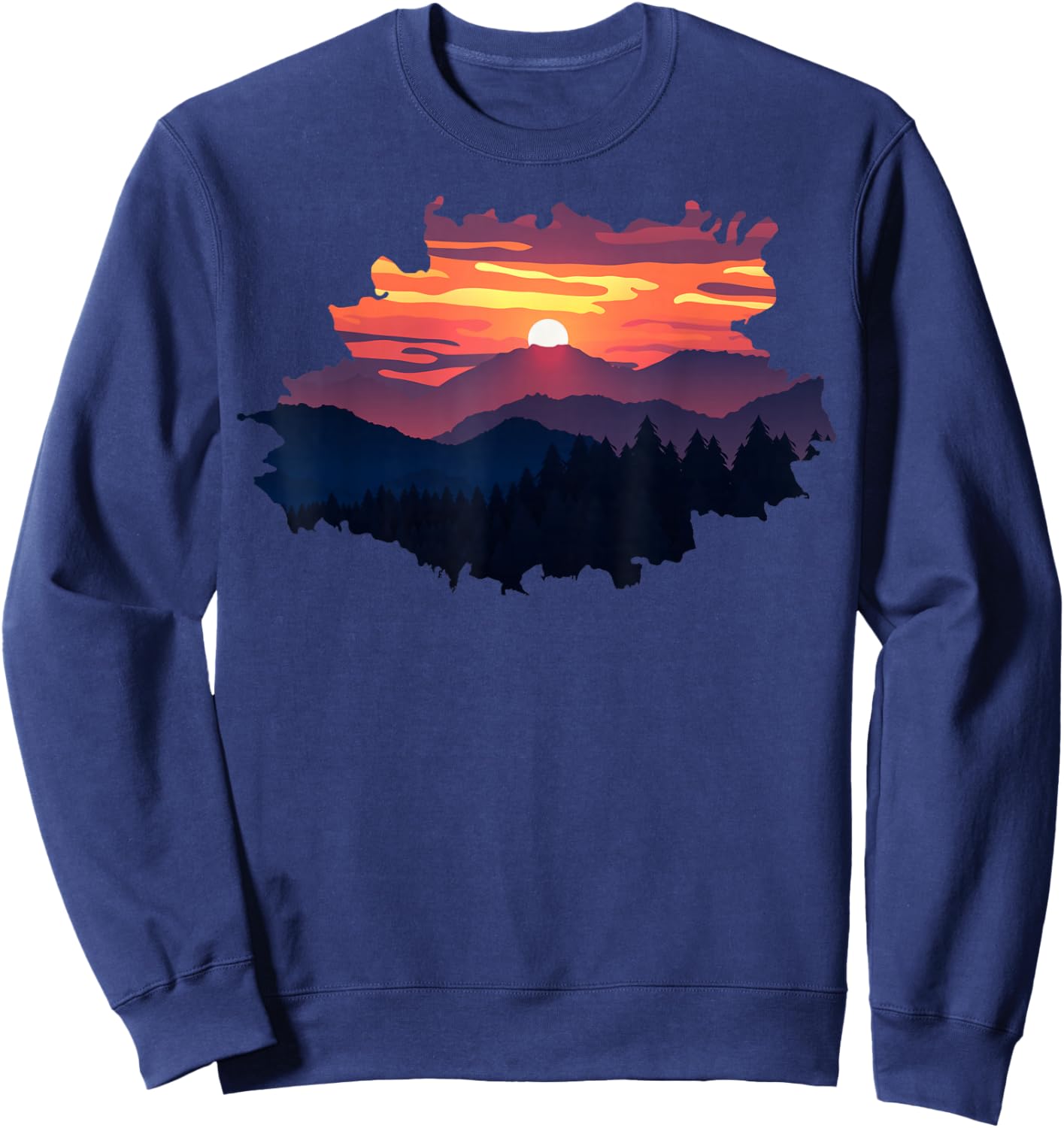 Mountain, Nature Trees and Sunset Sweatshirt - Sweatshirt | Navy