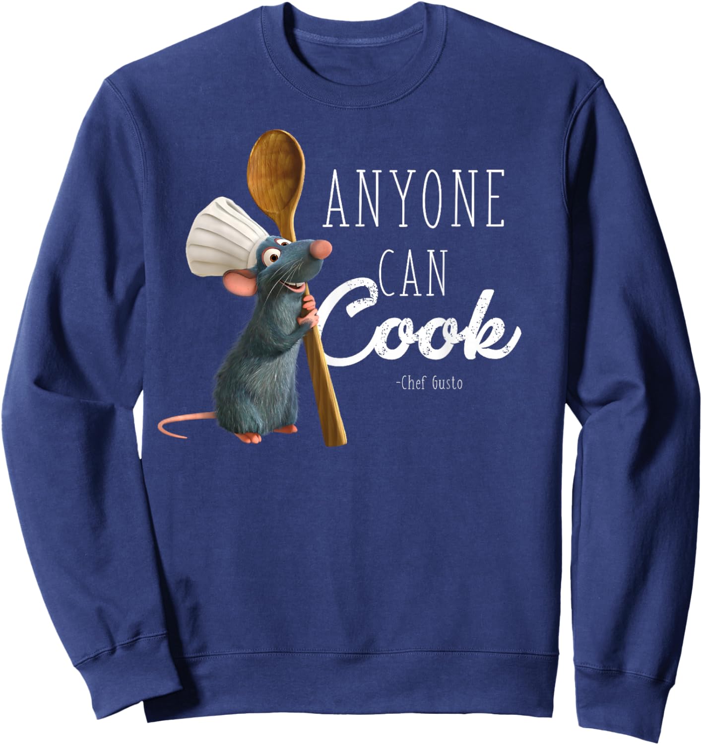 Disney Pixar Ratatouille Remy Anyone Can Cook Quote Sweatshirt - Sweatshirt | Navy