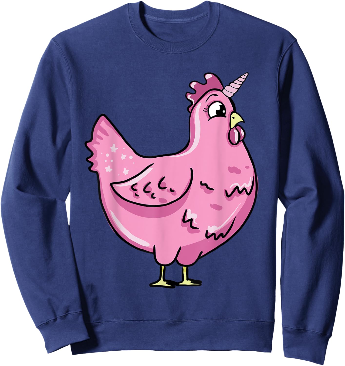 Funny Chicken Unicorn Illustration Farmer Poultry Love Sweatshirt - Sweatshirt | Navy
