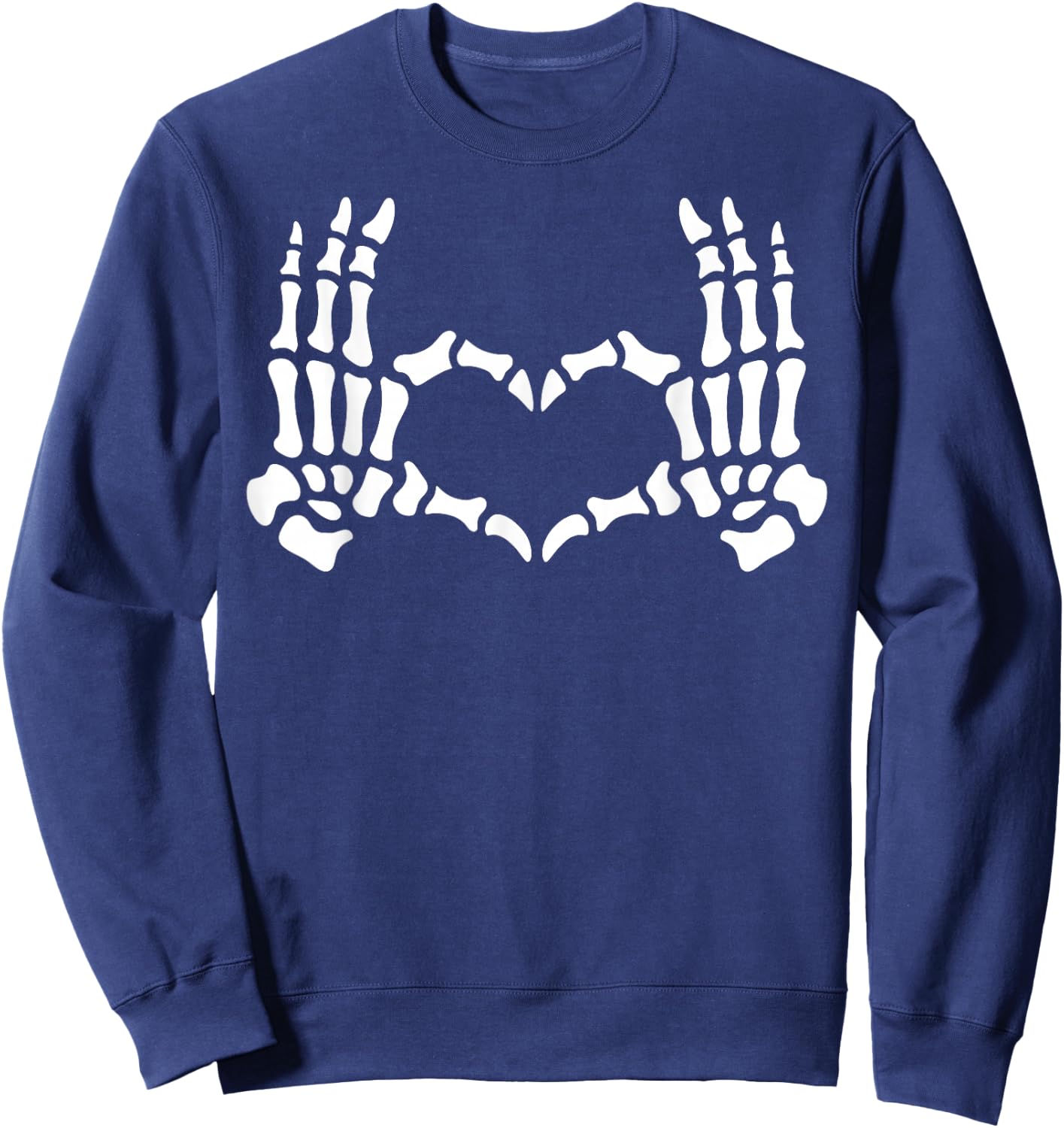 Skeleton Hands Heart Sign Retro Halloween Skeleton Hand Sign Sweatshirt - Sweatshirt | Navy