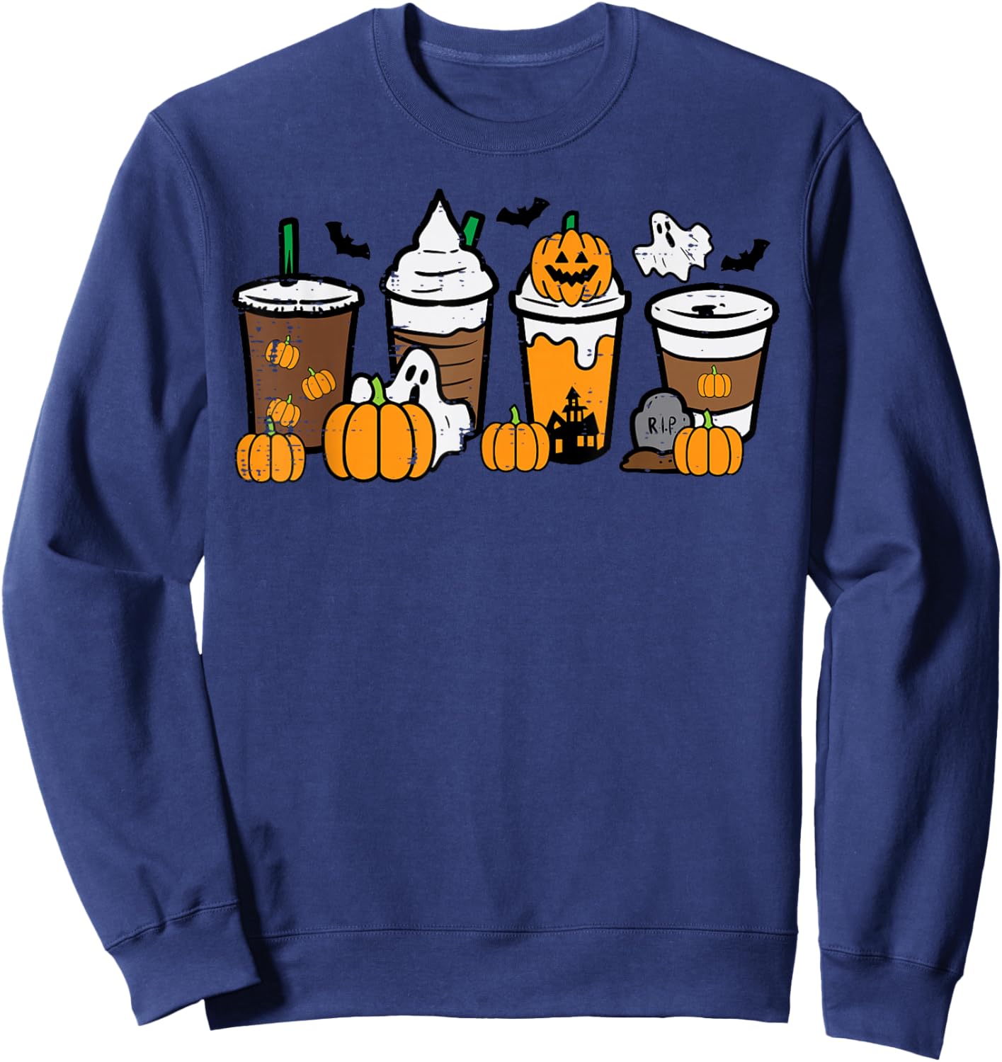 Halloween Coffee Pumpkin Spice Latte Costume Men Women Kids Sweatshirt - Sweatshirt | Navy