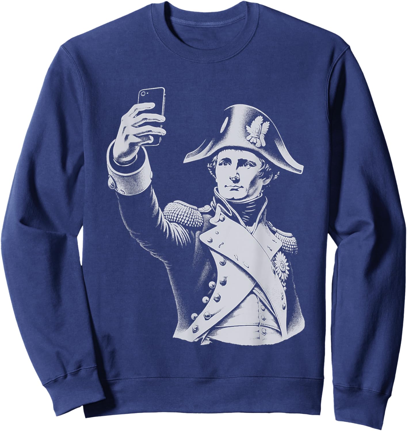 Funny Napoleon Bonaparte Taking a Selfie Sweatshirt - Sweatshirt | Navy