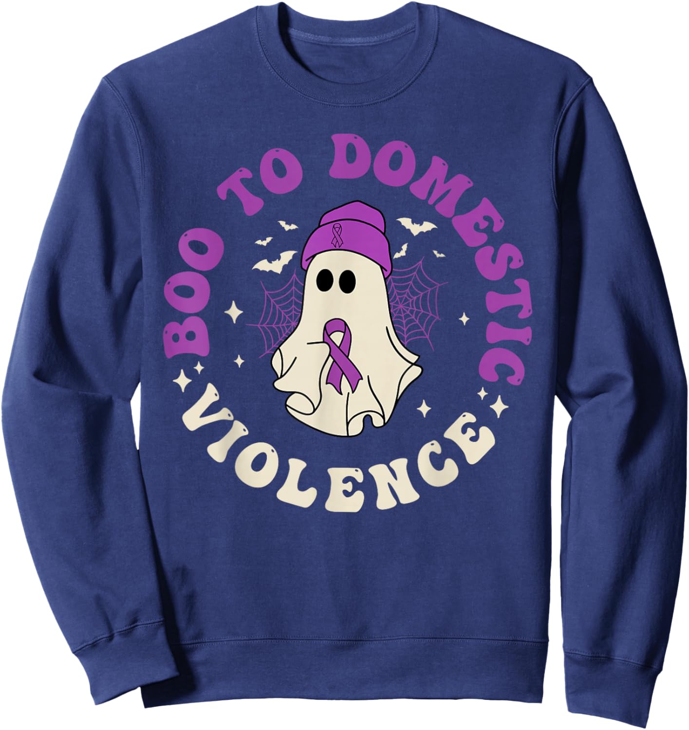 Boo To Domestic Violence Domestic Halloween Ghost Kids Boys Sweatshirt - Sweatshirt | Navy