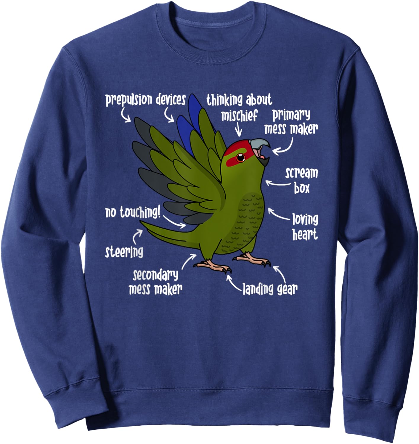 Parrot Anatomy I Red-crowned Kakariki Sweatshirt - Sweatshirt | Navy