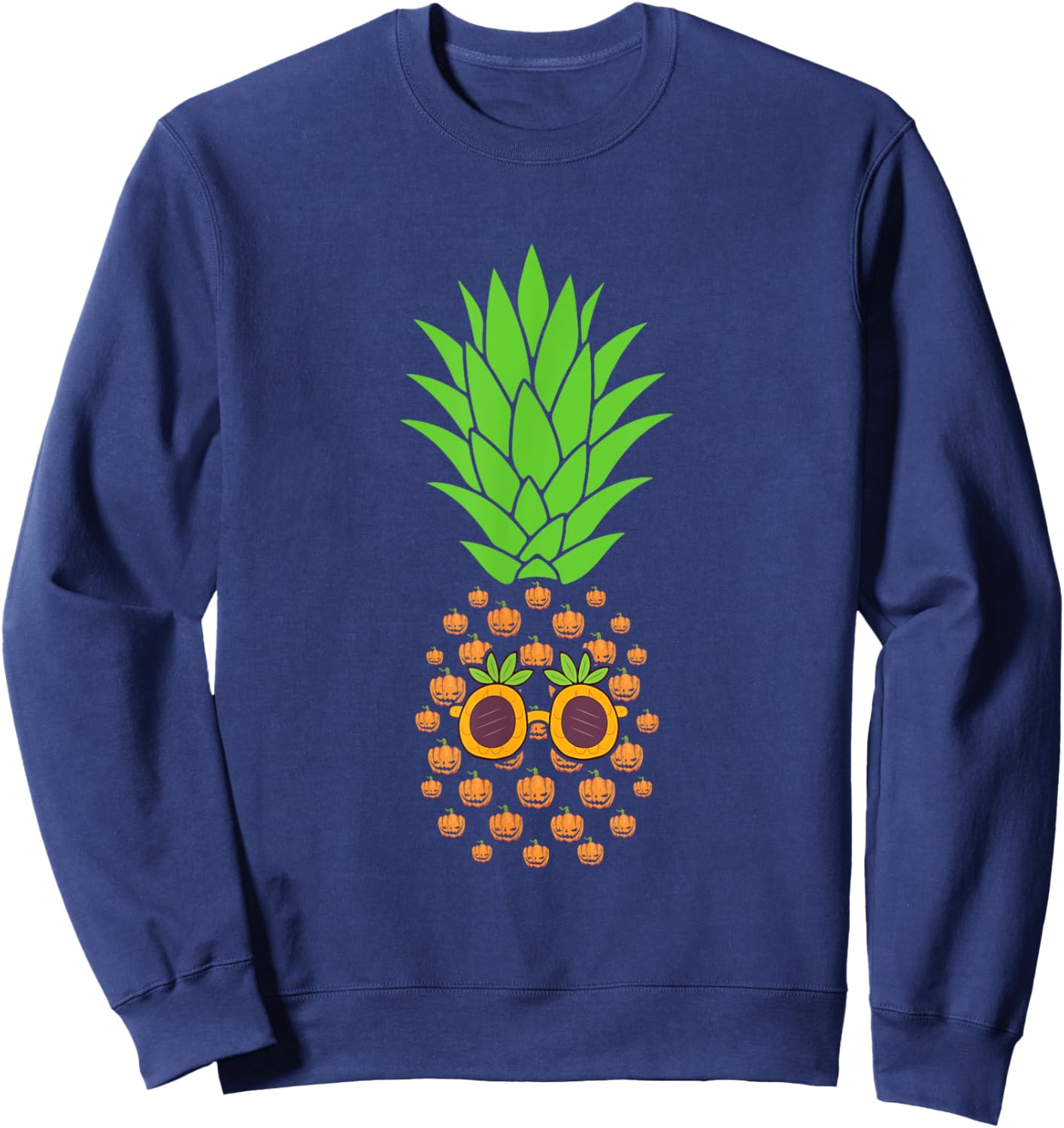 Funny Halloween Pineapple Pumpkin Sweatshirt - Sweatshirt | Navy