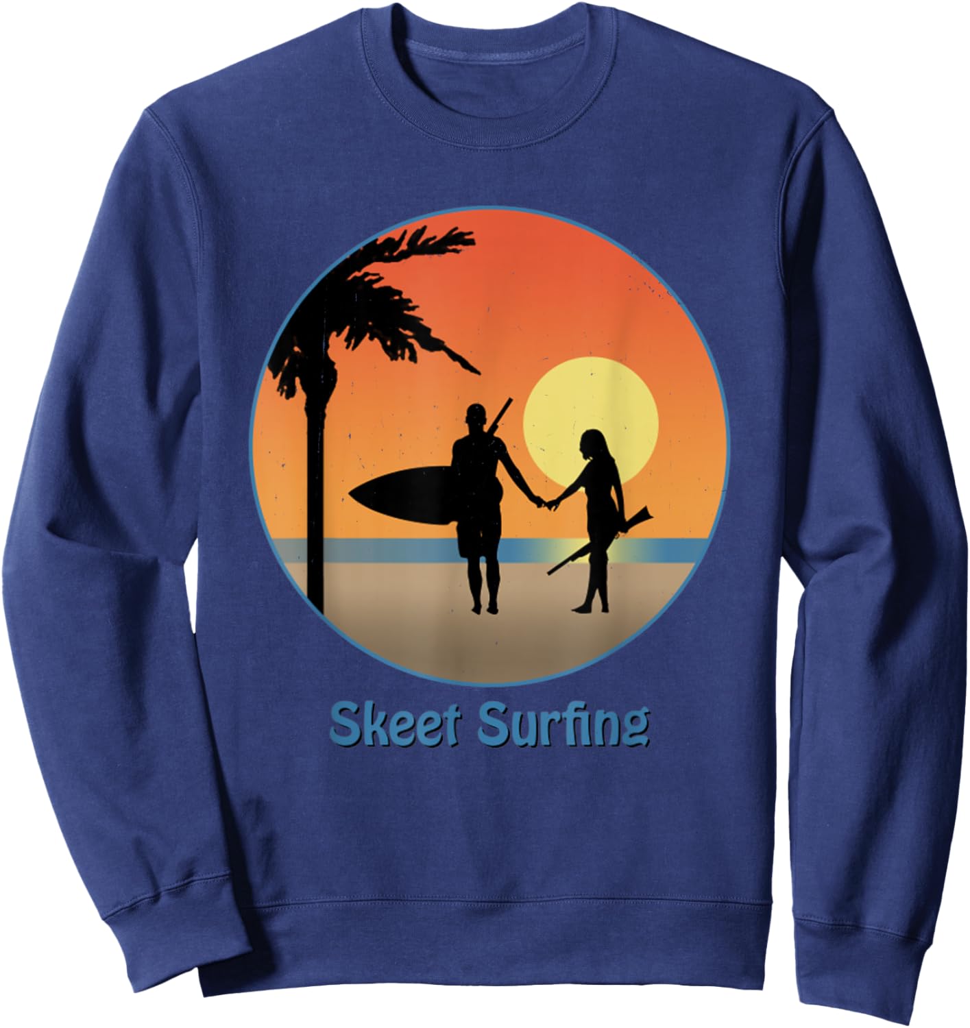 Skeet Surfing Top Secret Vintage Sunset Beach Women Sweatshirt - Sweatshirt | Navy