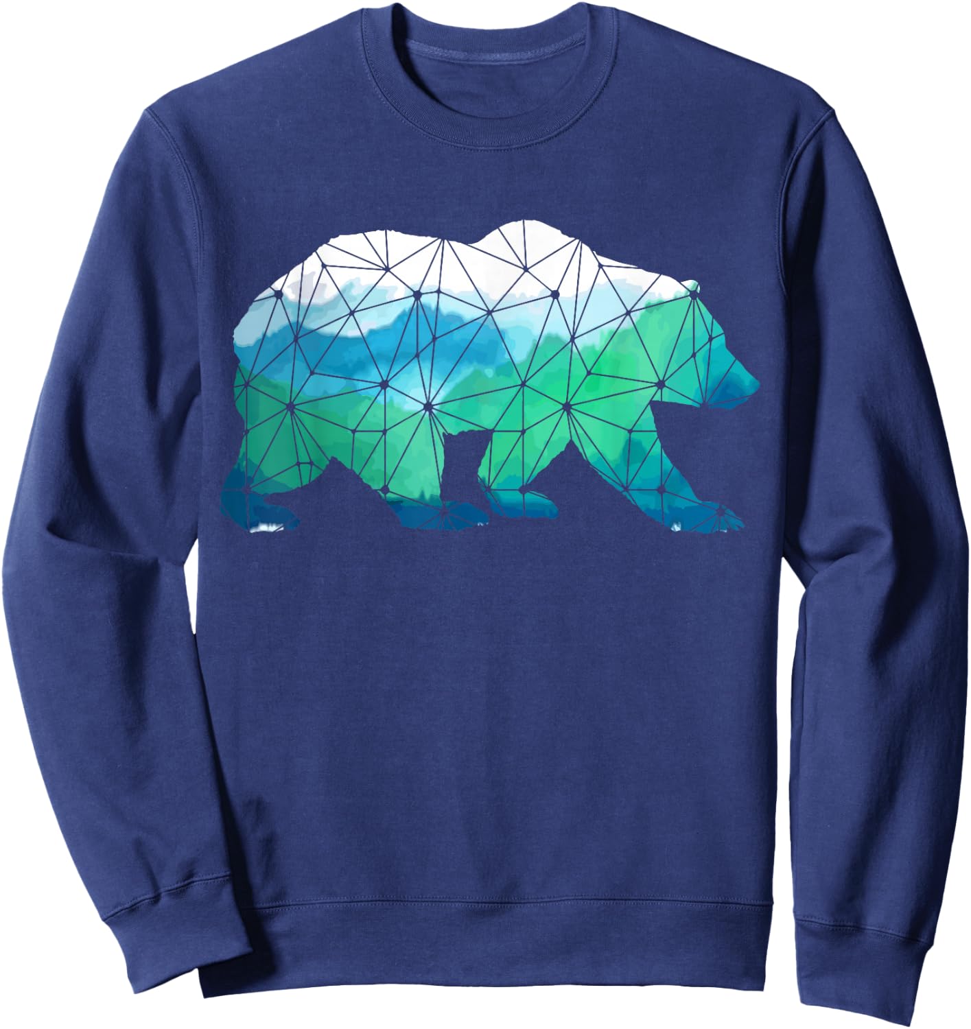 Bear Low Poly Mountains Grizzly Hiking Camping Camper Gift Sweatshirt - Sweatshirt | Navy