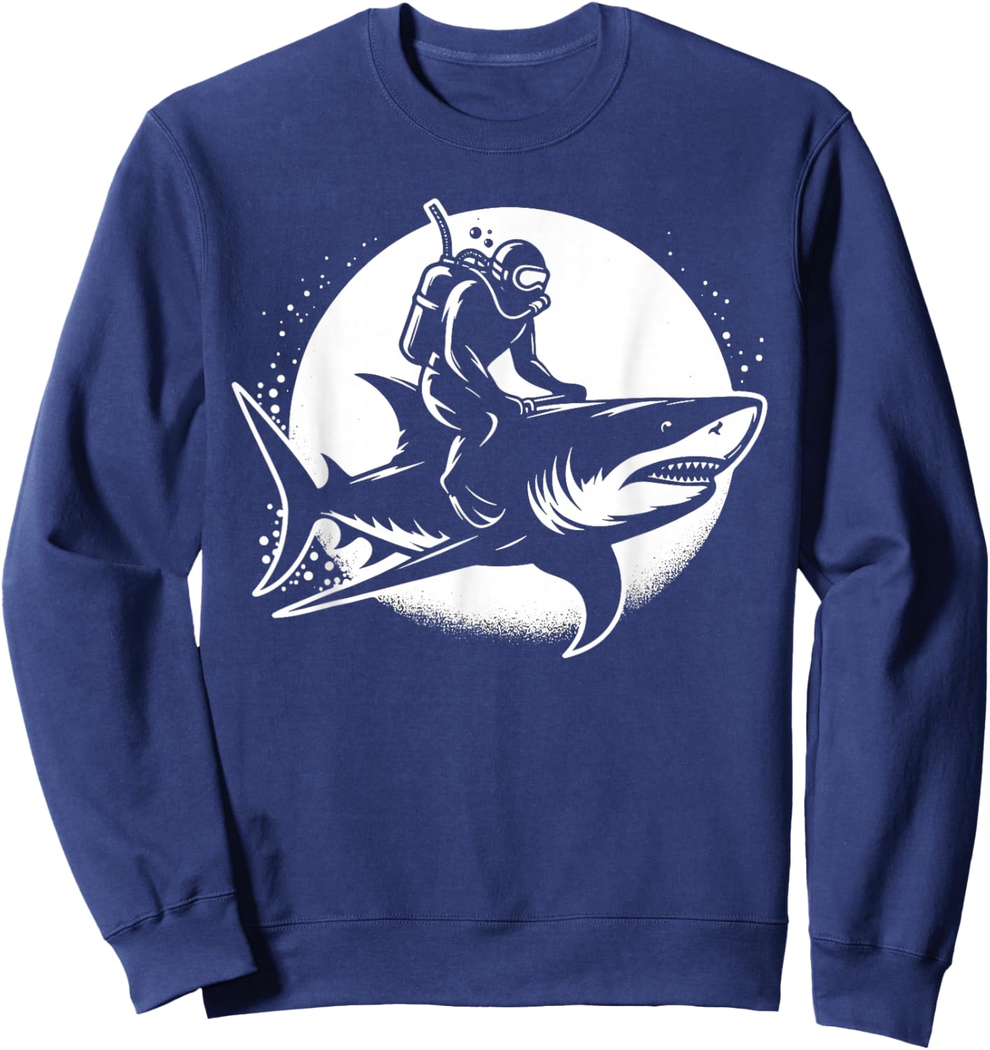 Scuba Diver Riding Shark Funny Shark Lover Diving Sweatshirt - Sweatshirt | Navy