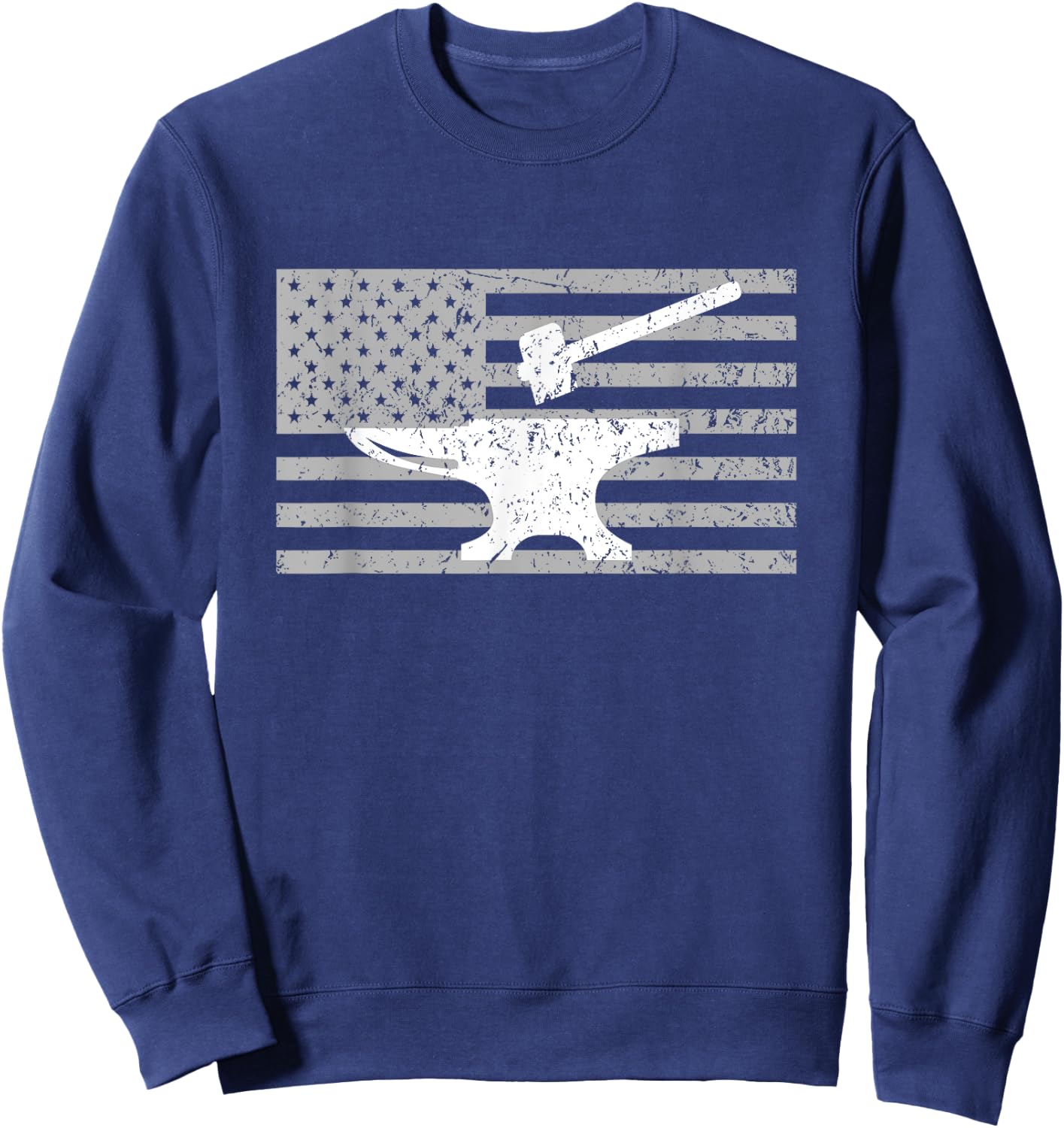 Forging Shirt, Forge Shirt, American Flag Blacksmith Anvil Women Men Sweatshirt - Sweatshirt | Navy