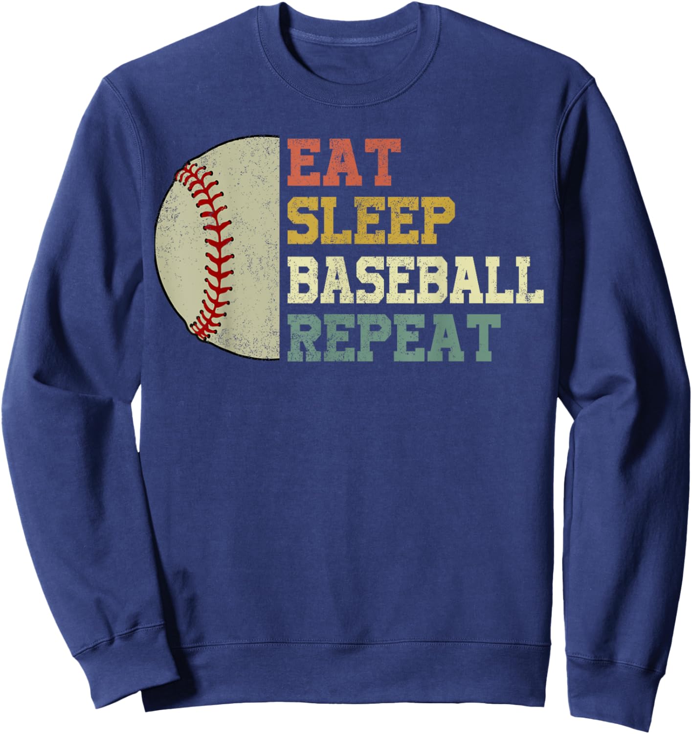 Funny Eat Sleep Baseball Repeat Kid Youth Boy Player Vintage Sweatshirt - Sweatshirt | Navy