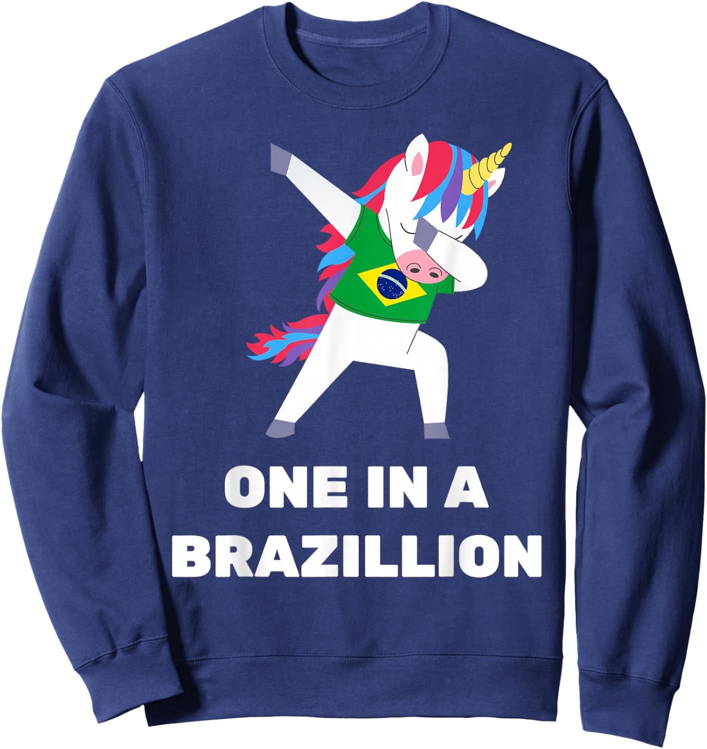 Funny Brazilian Unicorn Brazil Flag Brasil Sweatshirt - Sweatshirt | Navy