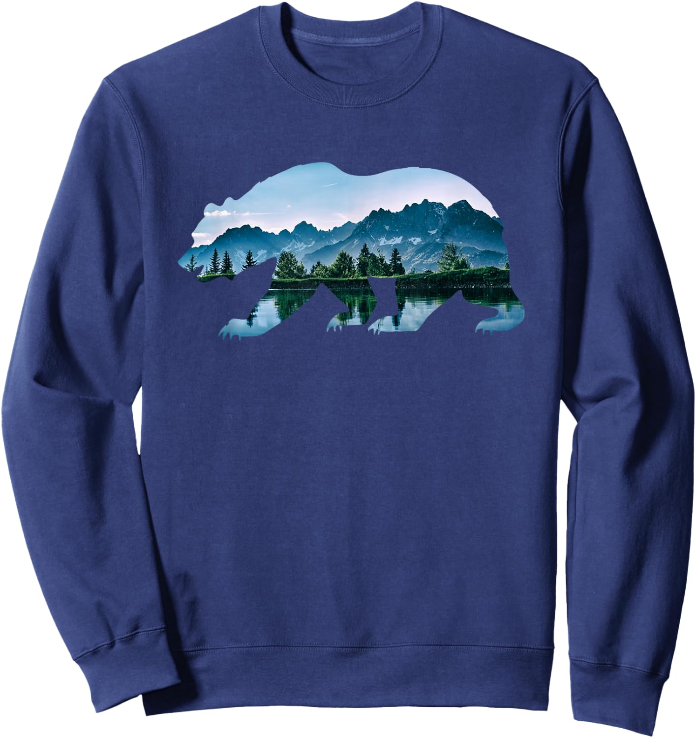 Bear Vintage National Park Bear Wildlife Mountains Sweatshirt - Sweatshirt | Navy