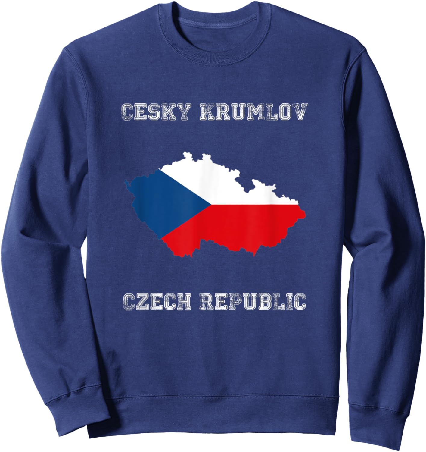 Cesky Krumlov Czech Republic Distressed Czech Republic Flag Sweatshirt - Sweatshirt | Navy