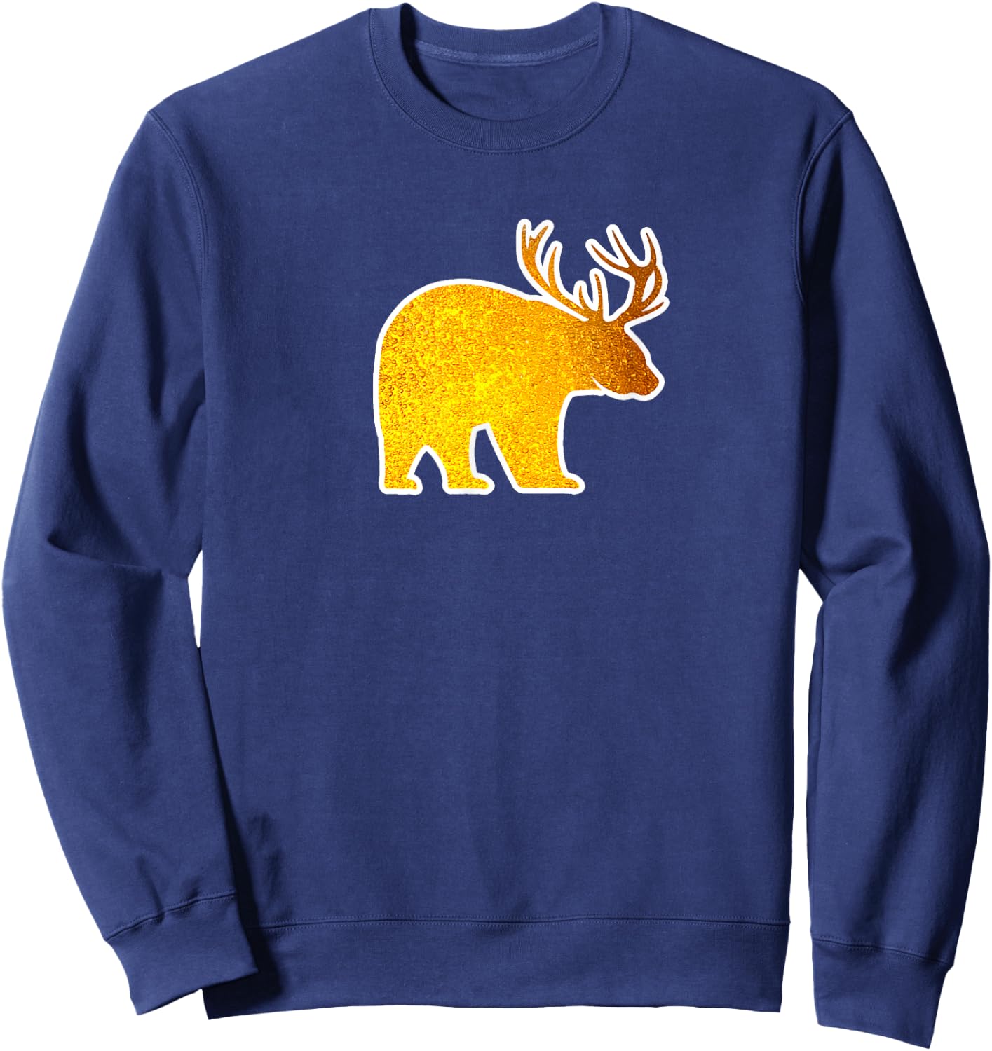 Bear with Deer Antlers Funny Beer Lover Spirit Animal Sweatshirt - Sweatshirt | Navy