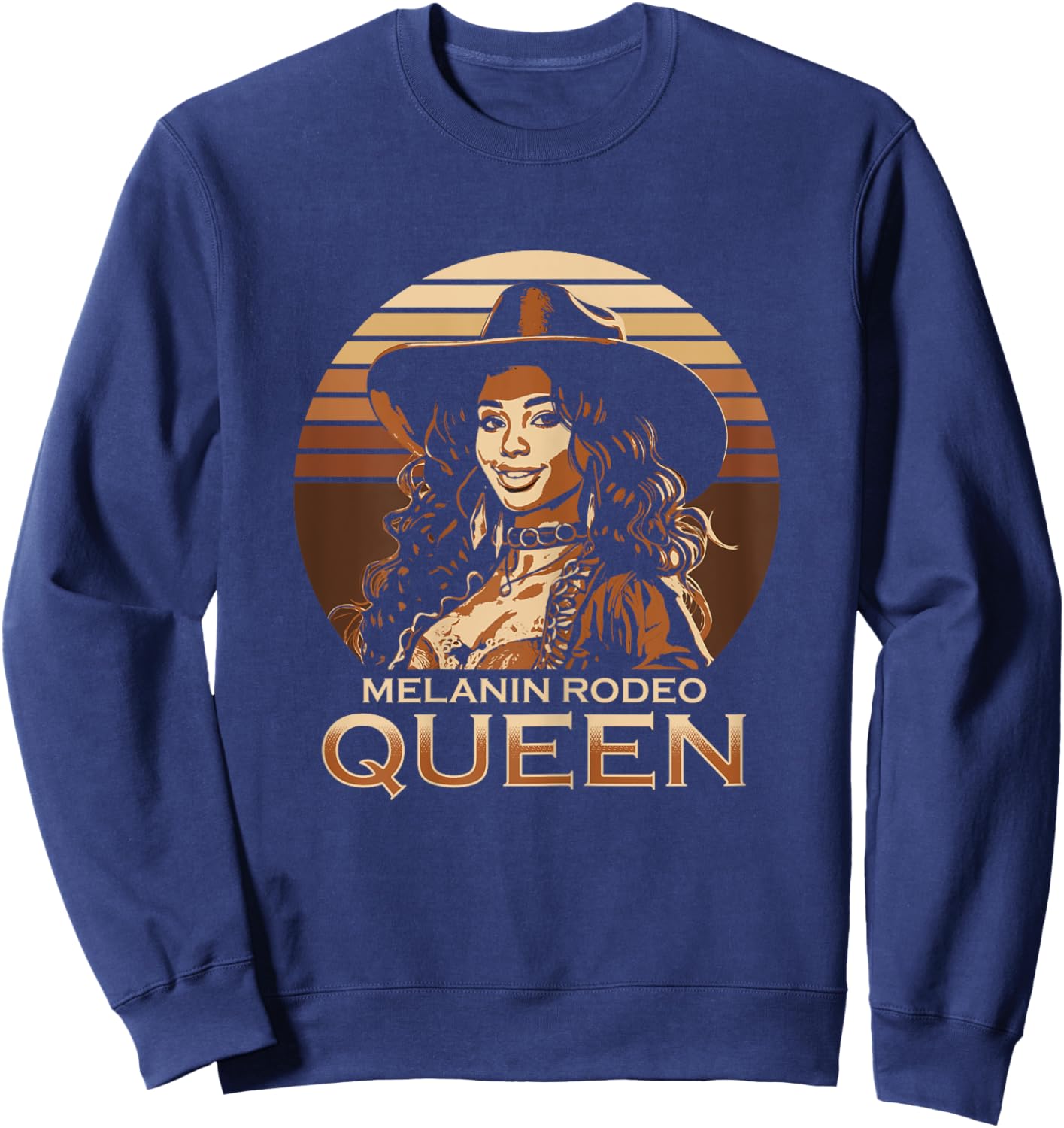 Melanin Rodeo Queen Bronc Riding African American Sweatshirt - Sweatshirt | Navy