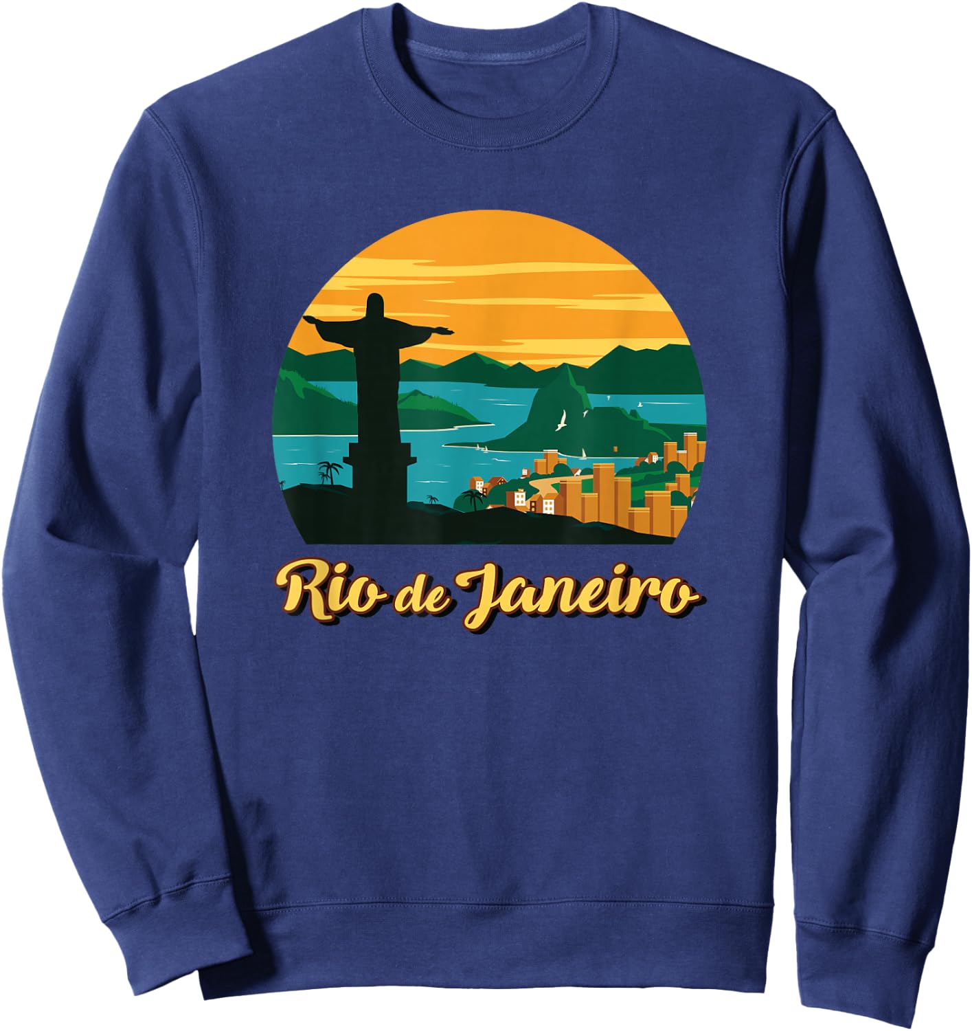 Rio De Janeiro Brazil Beach Surf Ocean Brazilian Island Bay Sweatshirt - Sweatshirt | Navy