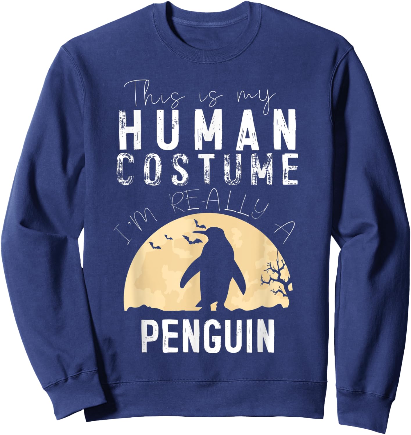 Halloween Human Costume Penguin Creepy Horror Sweatshirt - Sweatshirt | Navy