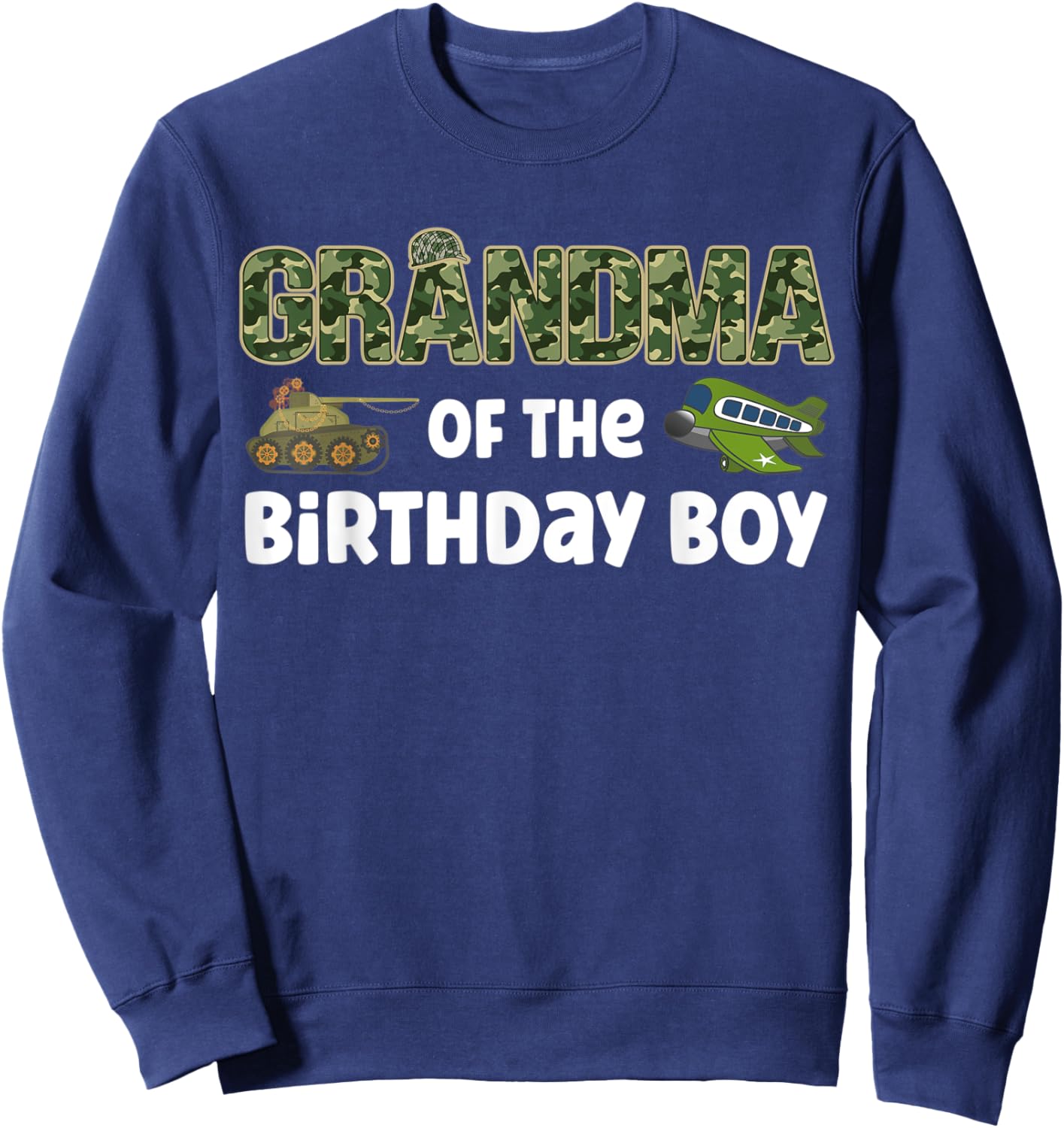 Grandma of the Birthday Boy Army Camouflage Birthday Party Sweatshirt - Sweatshirt | Navy