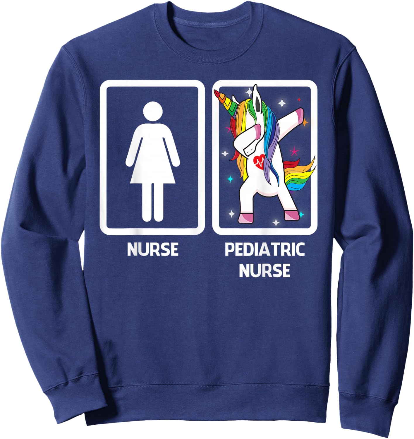 Pediatric Nurse Unicorn Dabbing Funny Pediatric Nursing Sweatshirt - Sweatshirt | Navy