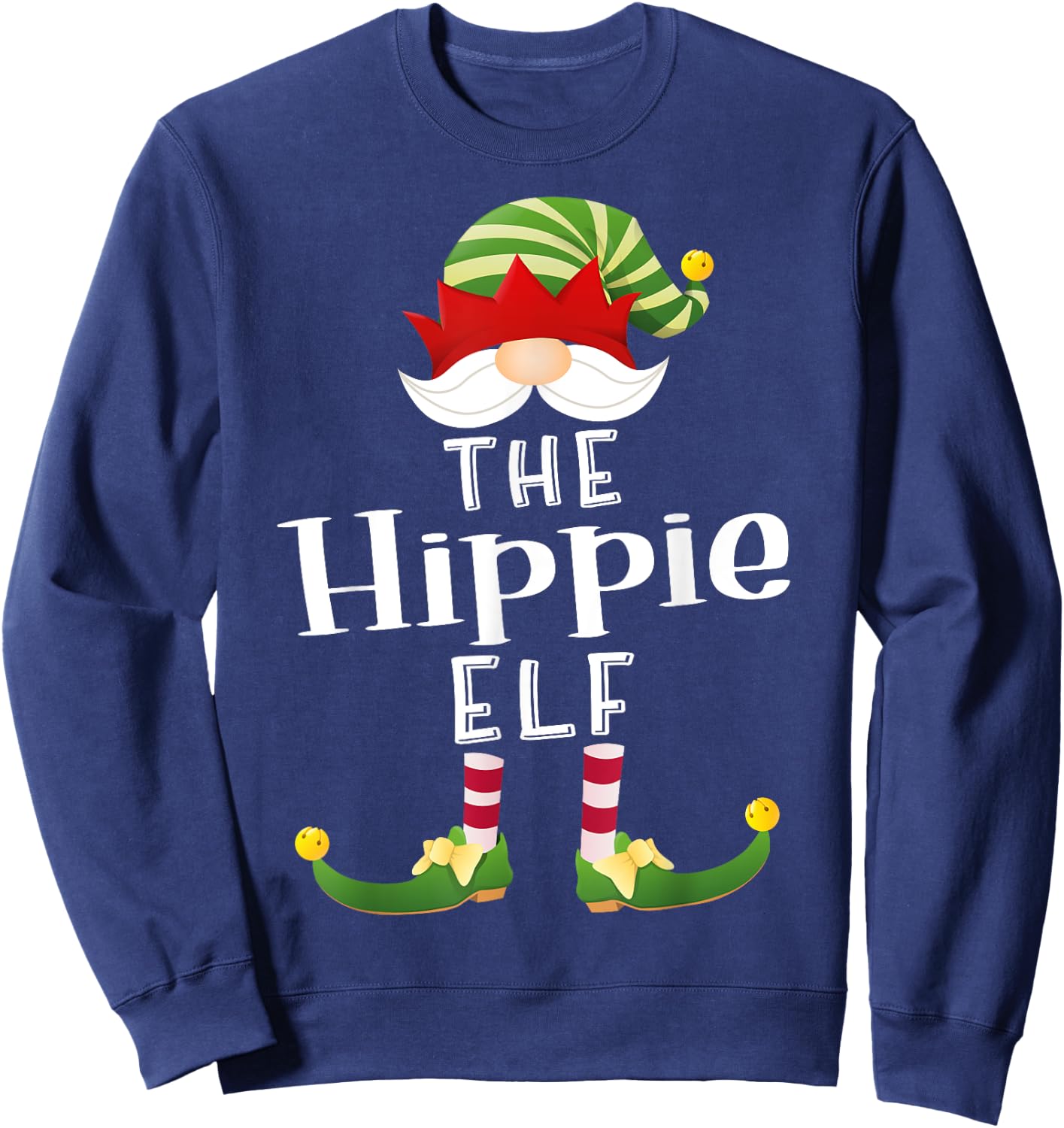 Hippie Elf Group Christmas Funny Pajama Party Sweatshirt - Sweatshirt | Navy